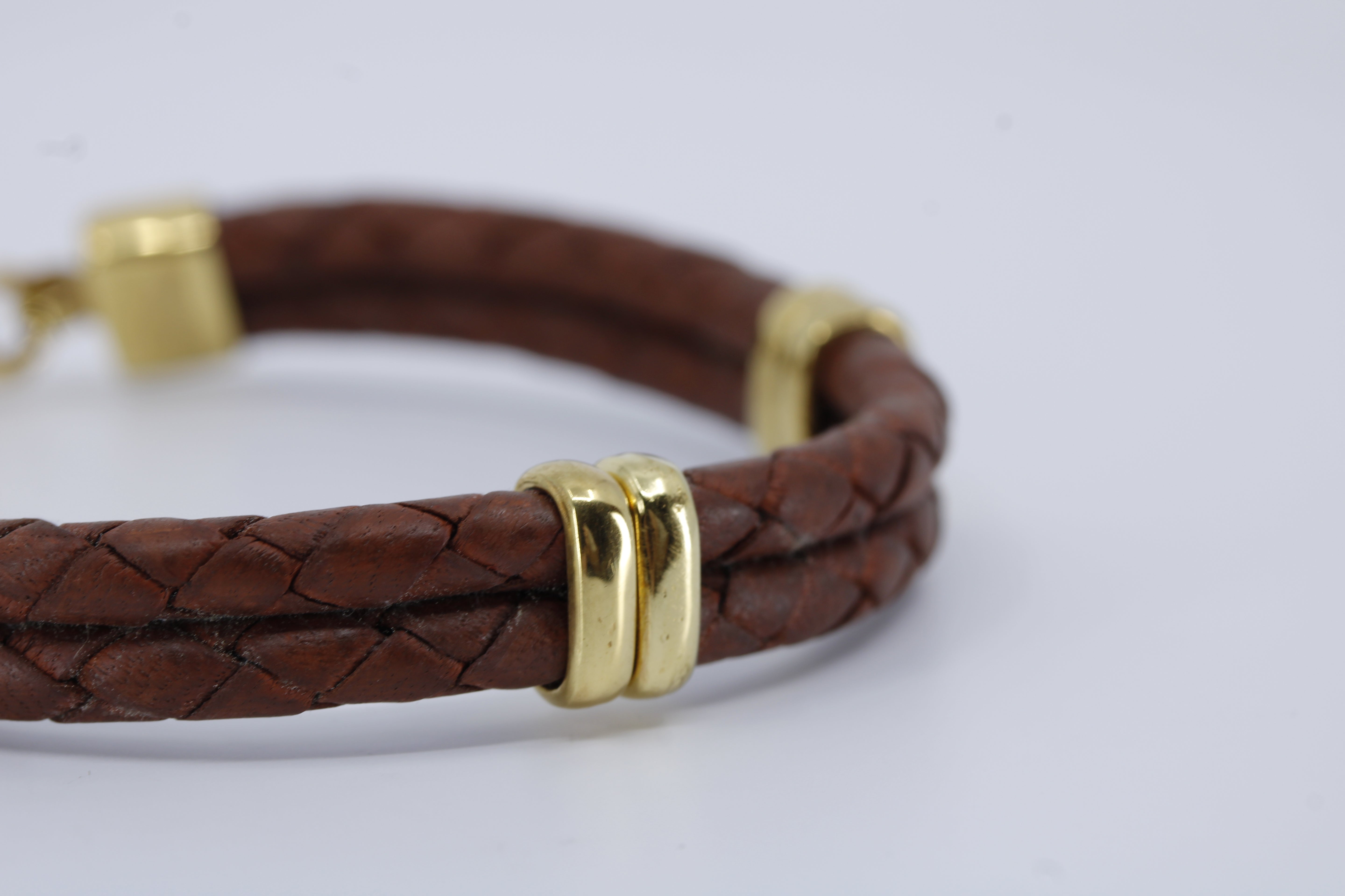 Braided Leather Bracelet with 18K Gold Vermeil Accent