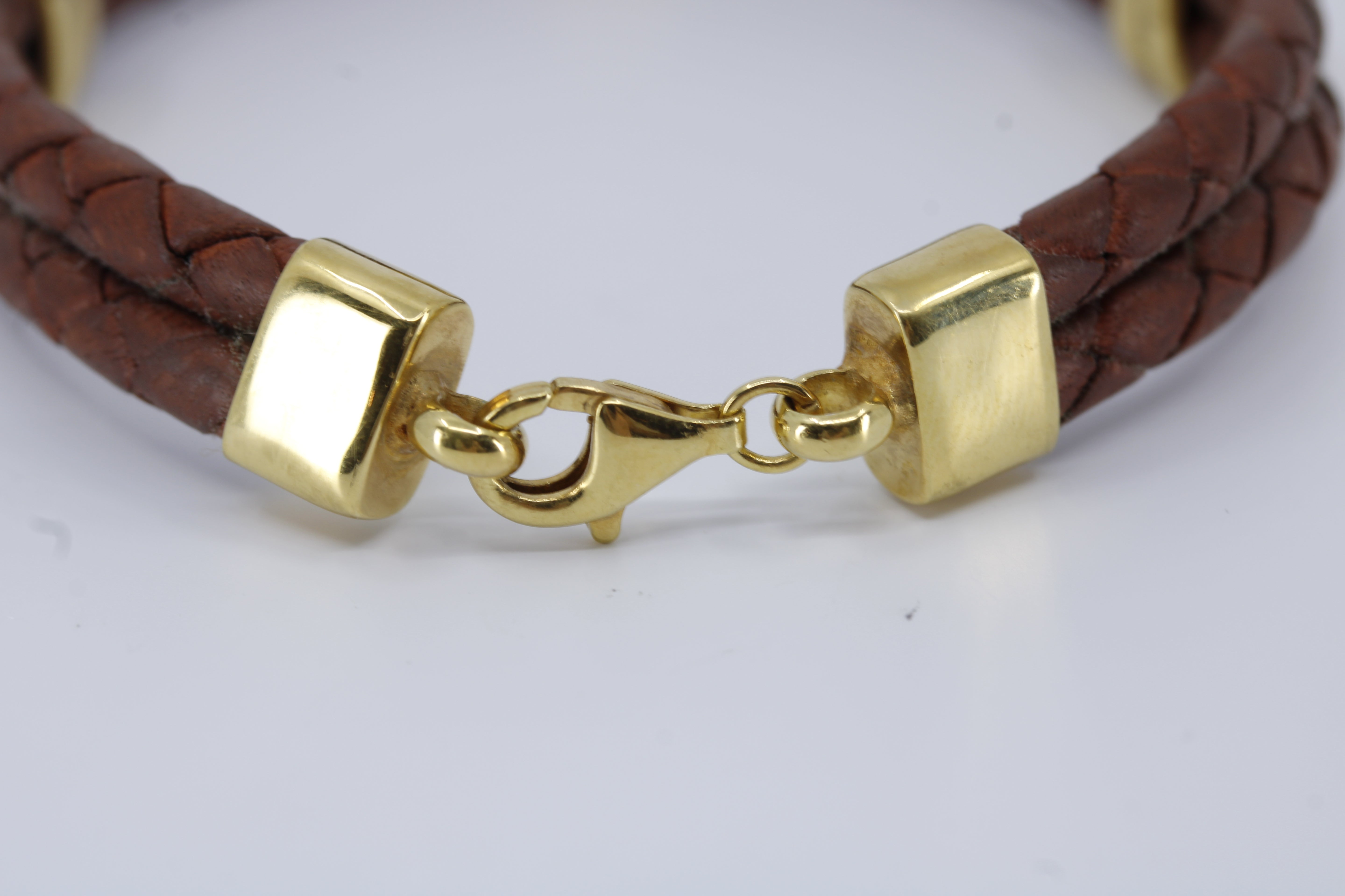 Braided Leather Bracelet with 18K Gold Vermeil Accent