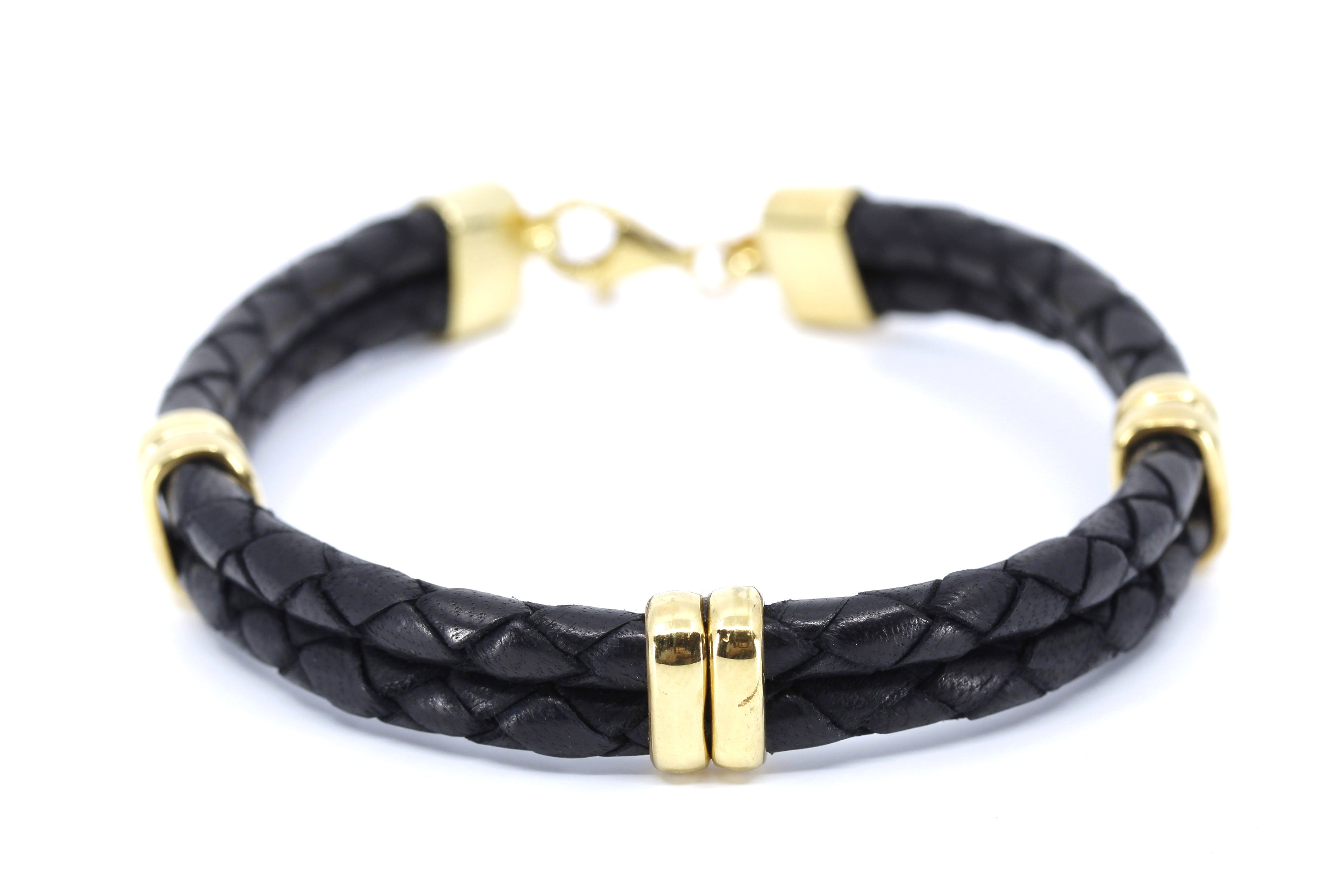 NOVA Braided Leather Bracelet with 18K Gold Vermeil Accent