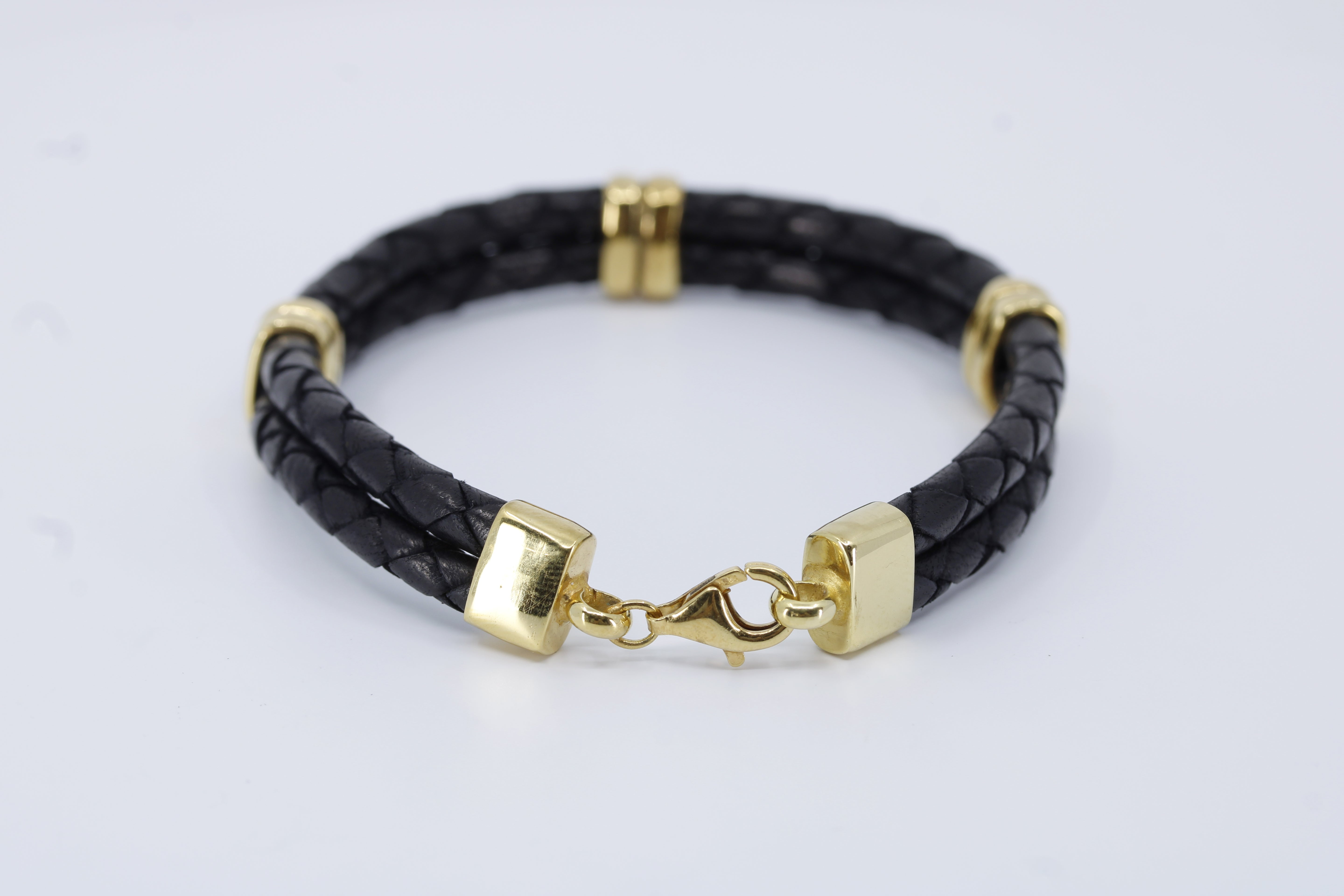 Braided Leather Bracelet with 18K Gold Vermeil Accent