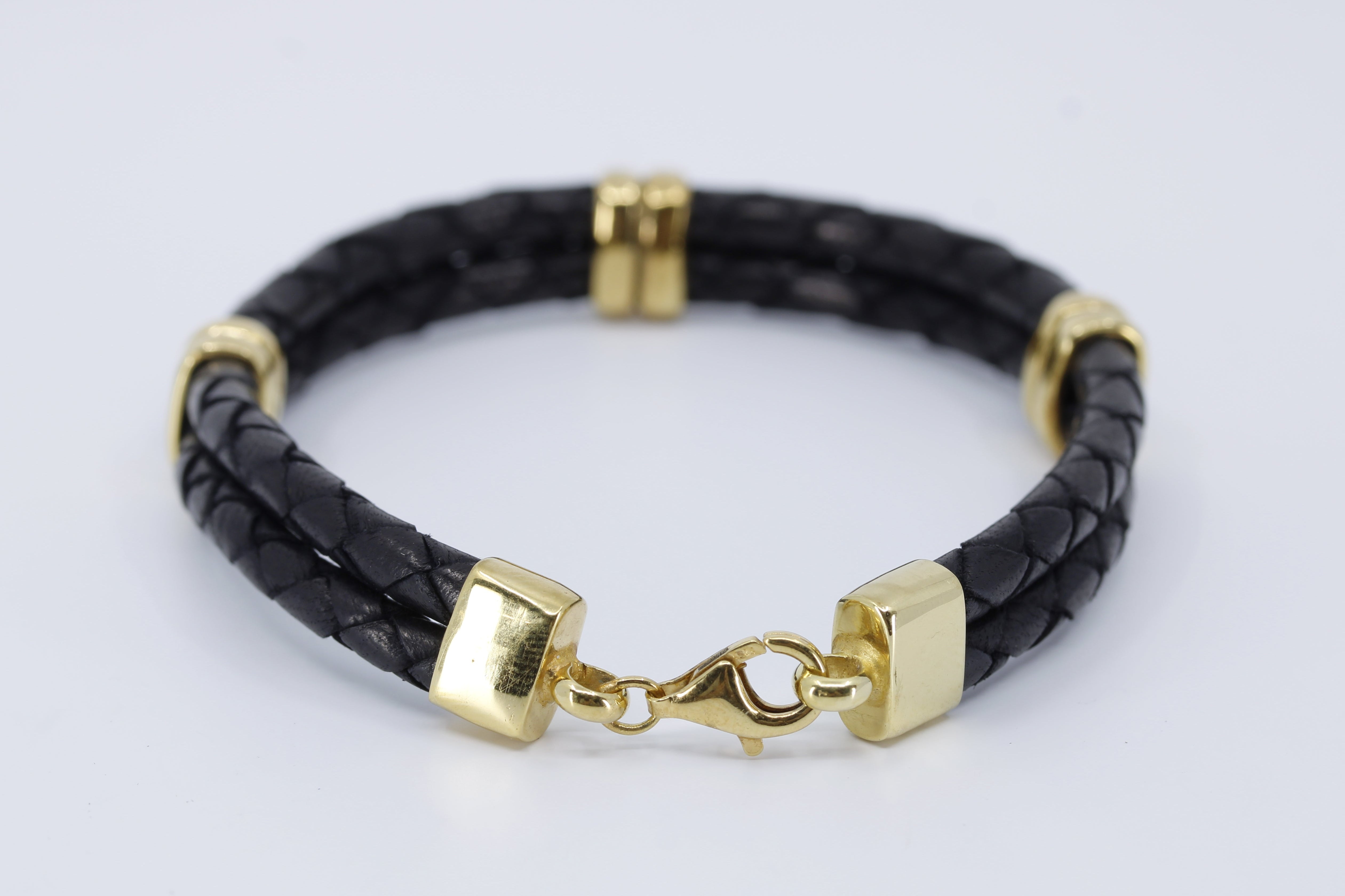 NOVA Braided Leather Bracelet with 18K Gold Vermeil Accent