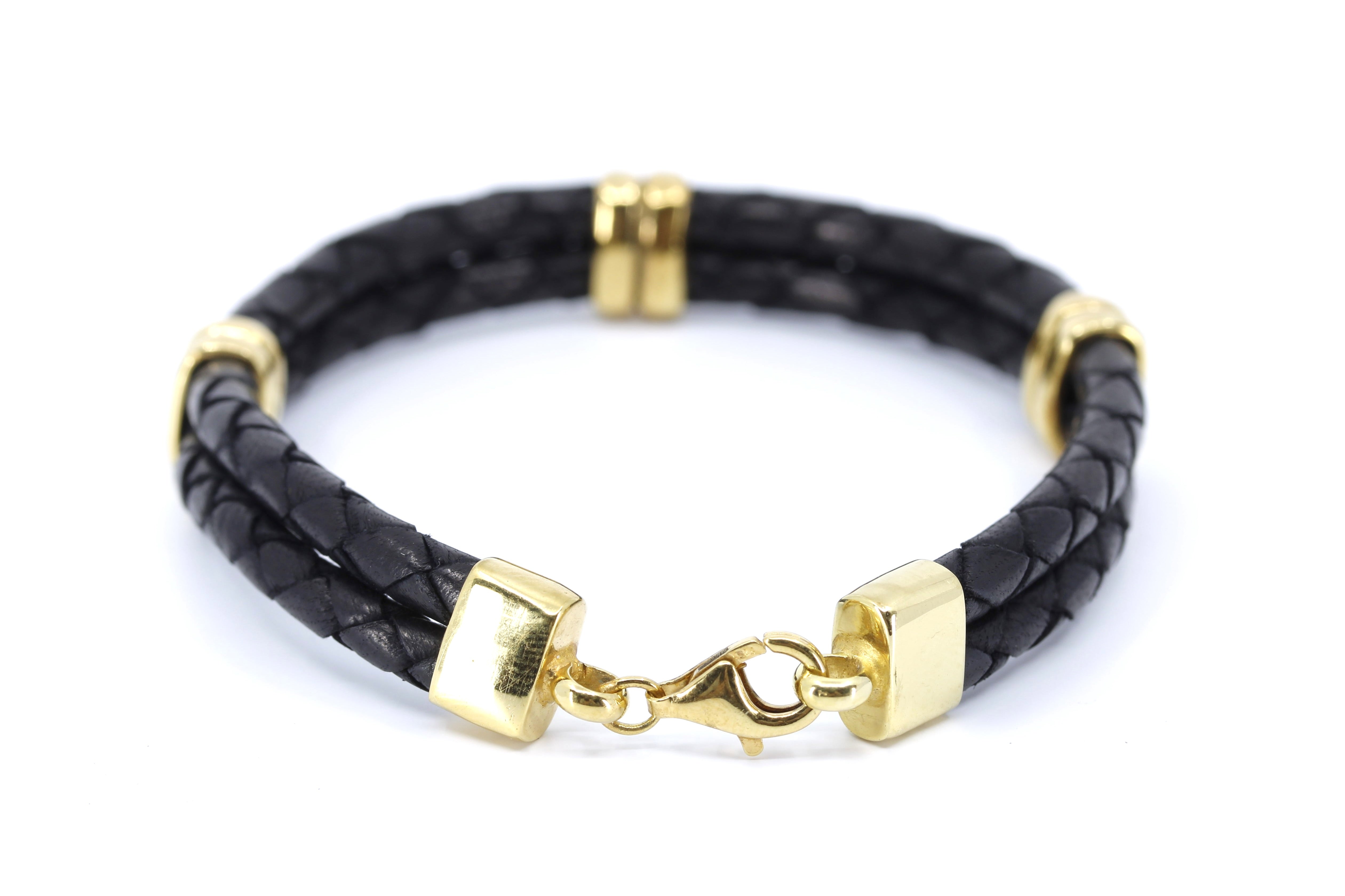 NOVA Braided Leather Bracelet with 18K Gold Vermeil Accent