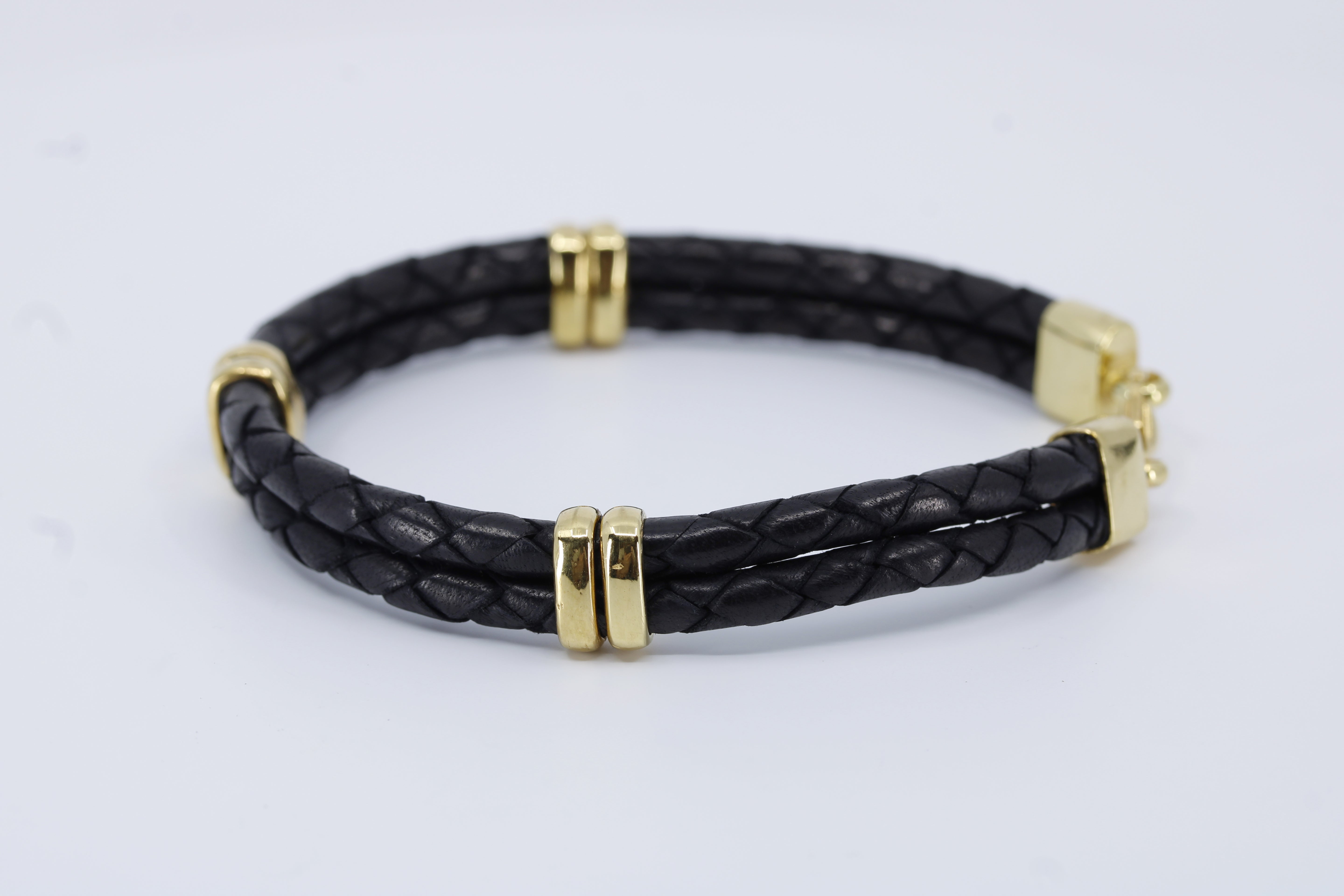 Braided Leather Bracelet with 18K Gold Vermeil Accent