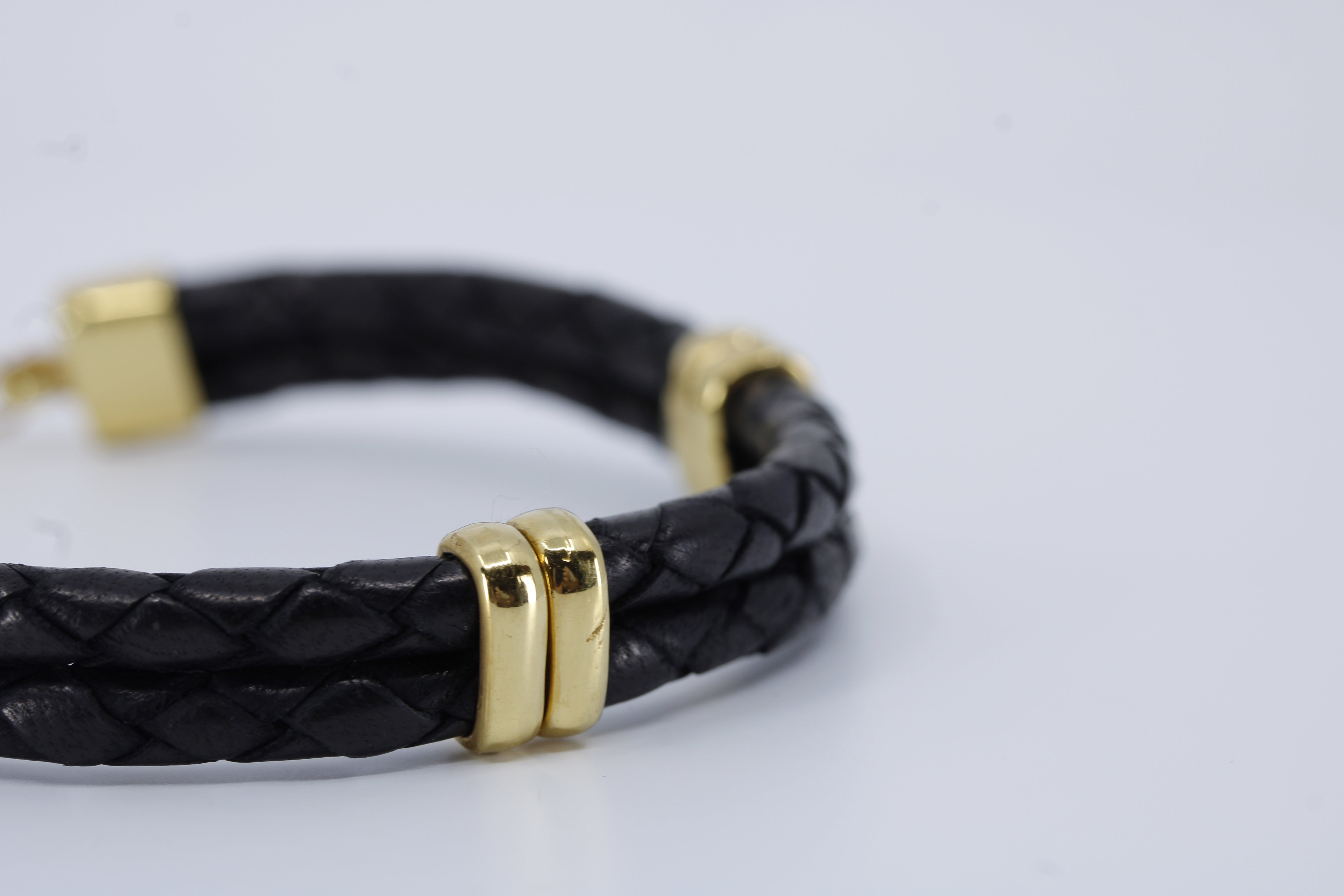 Braided Leather Bracelet with 18K Gold Vermeil Accent