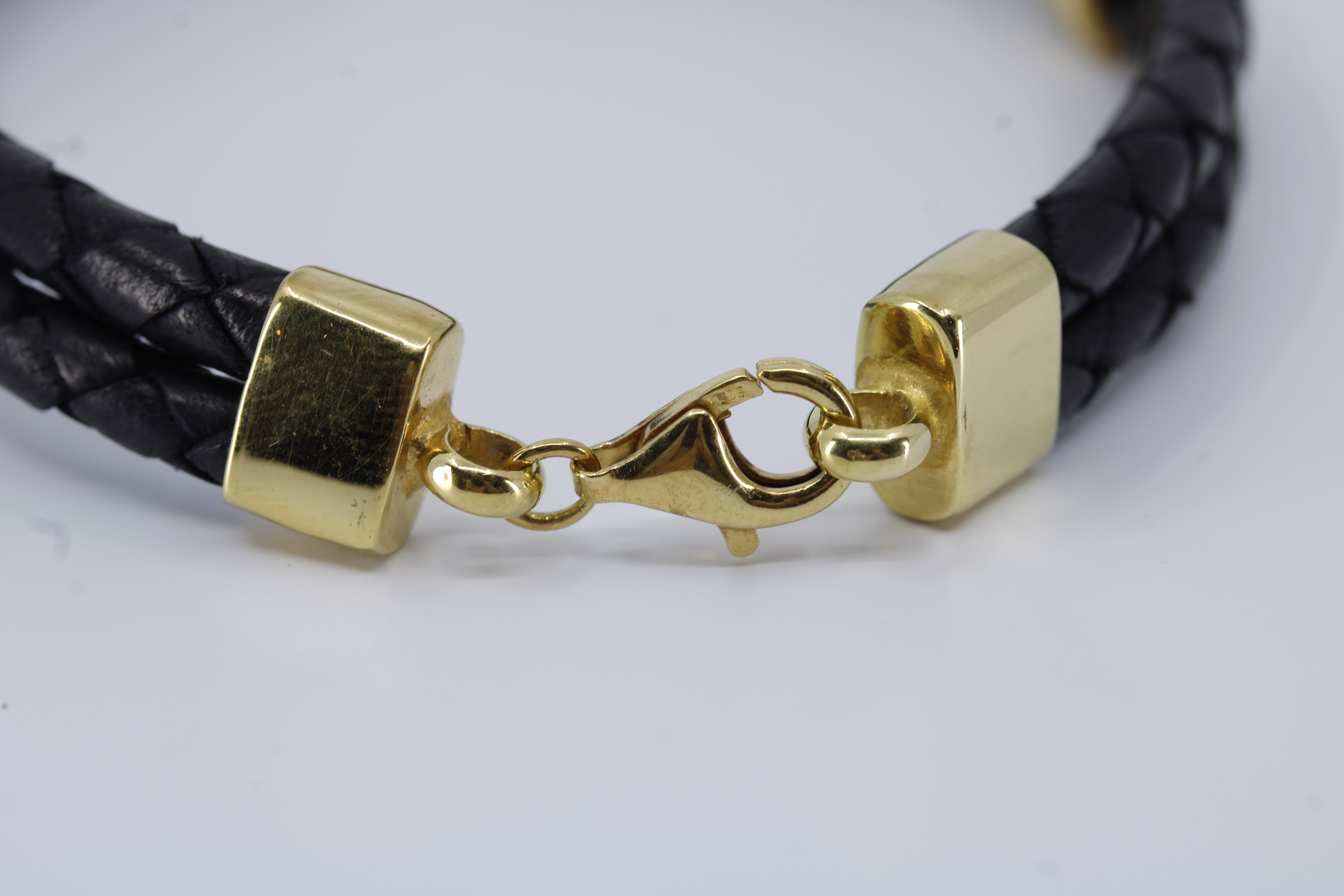 Braided Leather Bracelet with 18K Gold Vermeil Accent