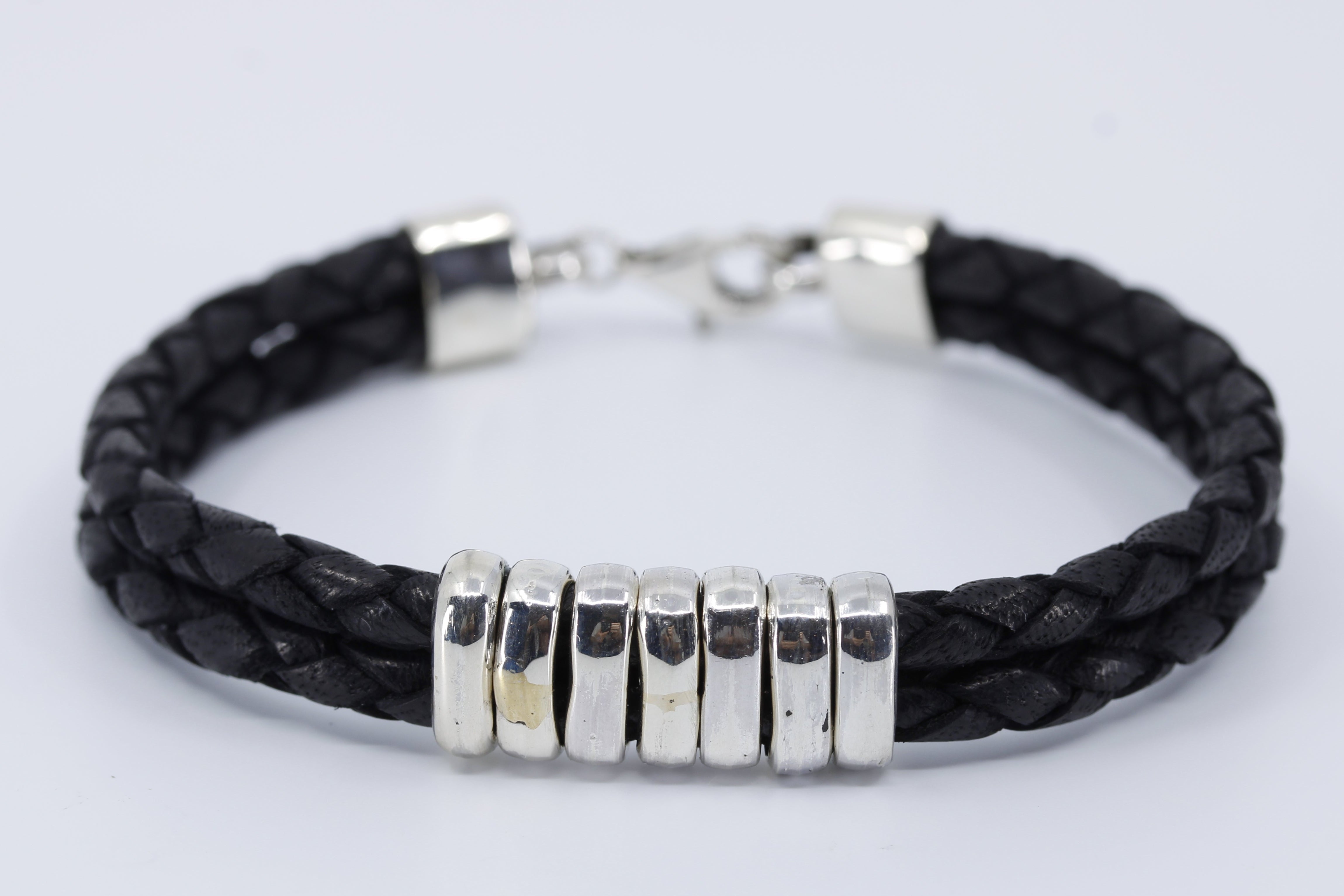 NOVA Braided Leather Bracelet with Station Accent
