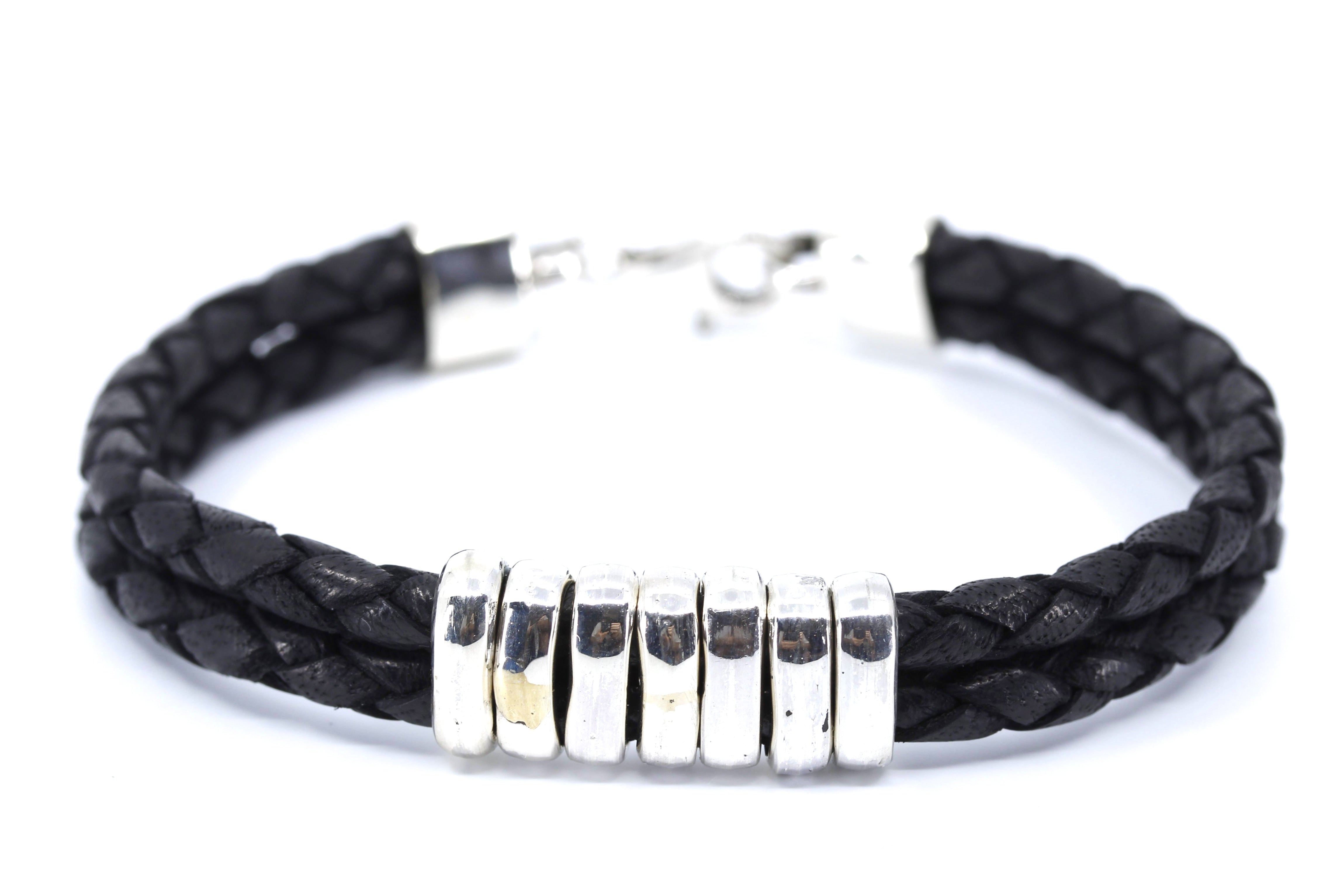 NOVA Braided Leather Bracelet with Station Accent