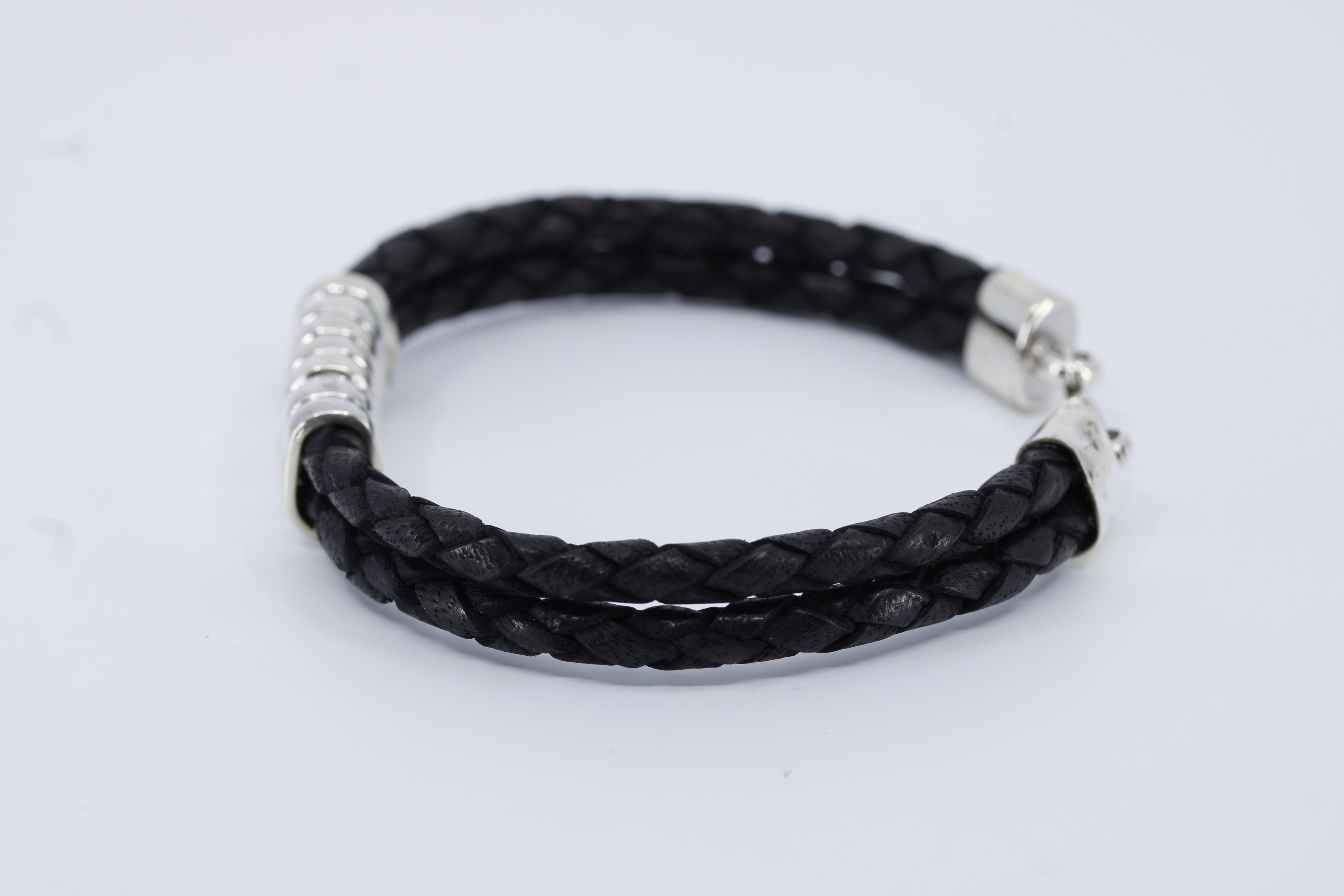 Braided Leather Bracelet with Station Accent