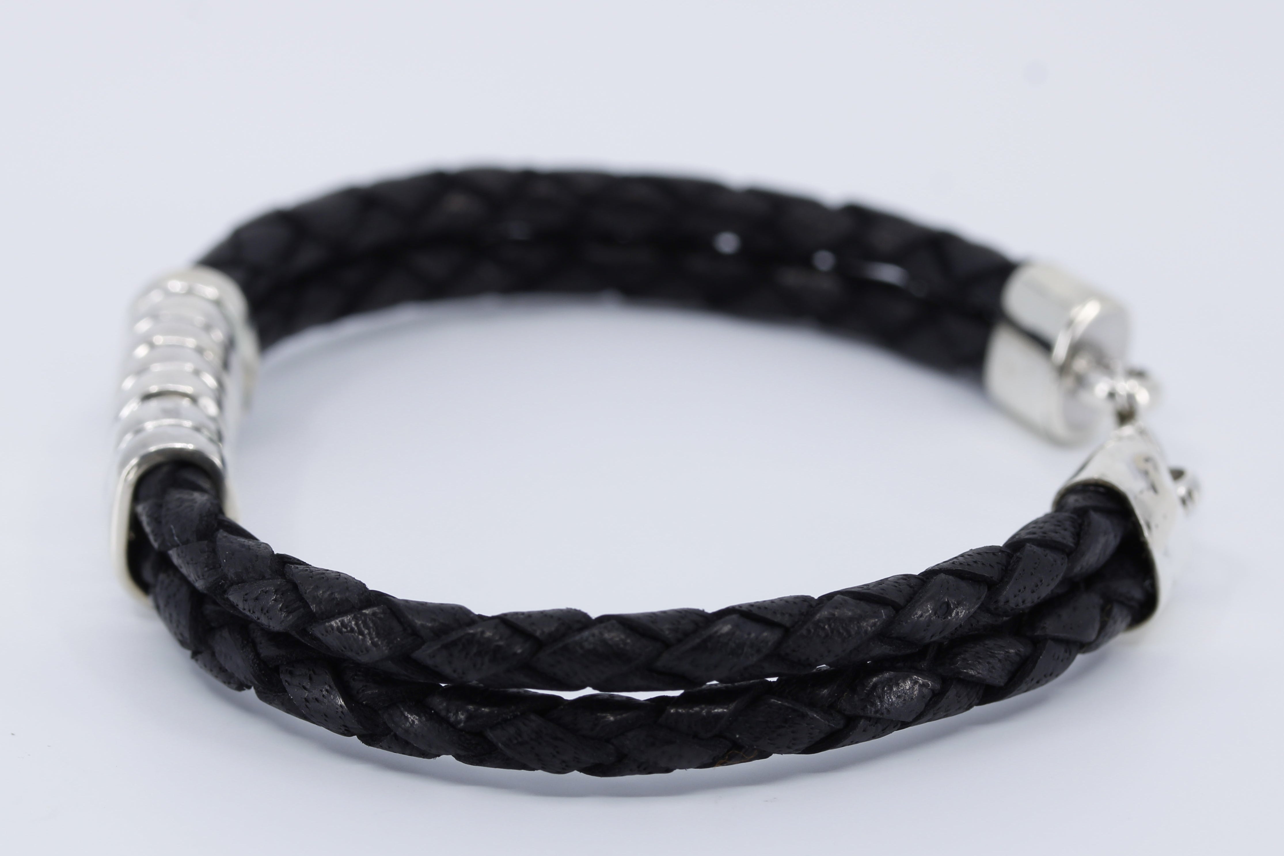 NOVA Braided Leather Bracelet with Station Accent