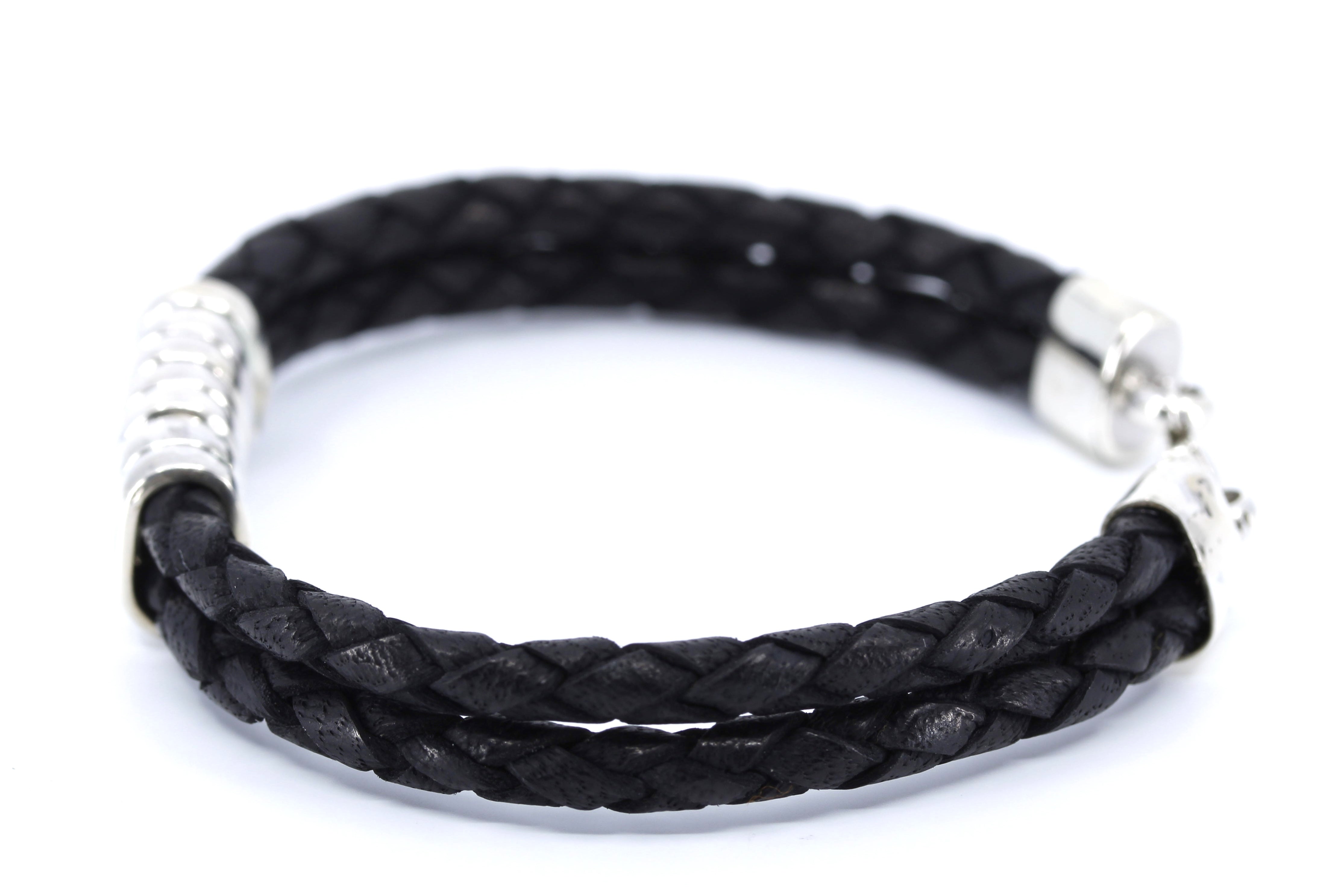 NOVA Braided Leather Bracelet with Station Accent