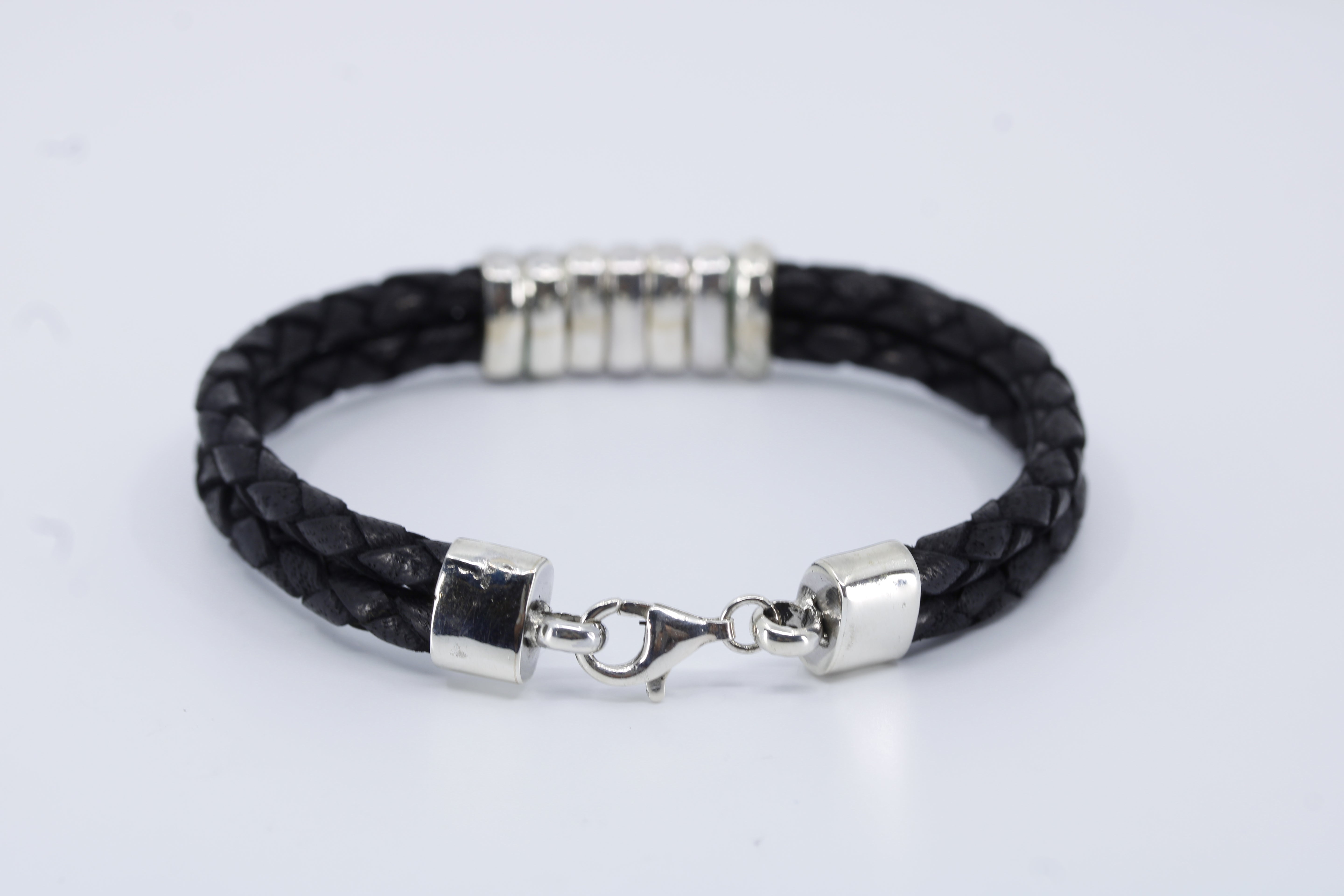 Braided Leather Bracelet with Station Accent