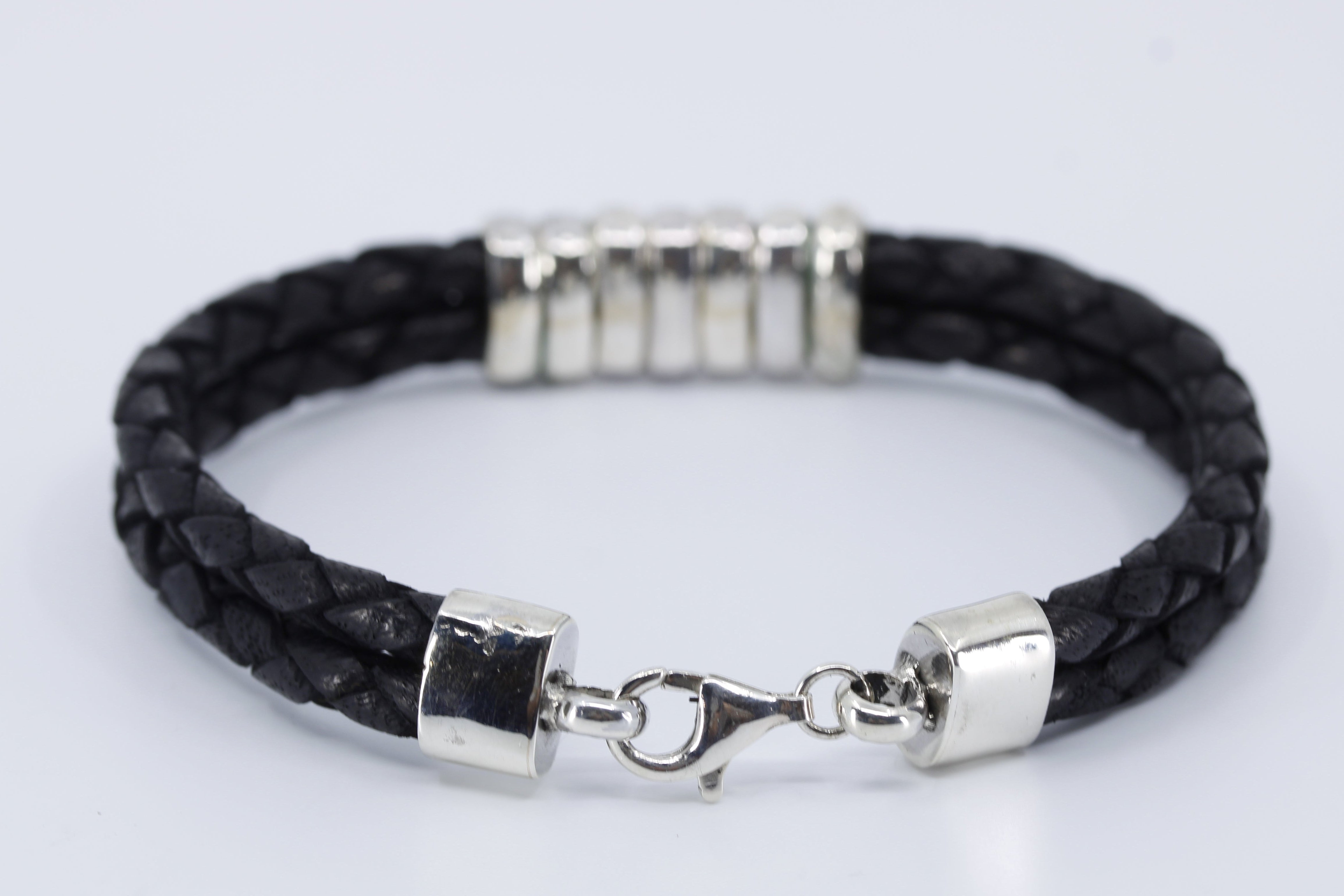 NOVA Braided Leather Bracelet with Station Accent