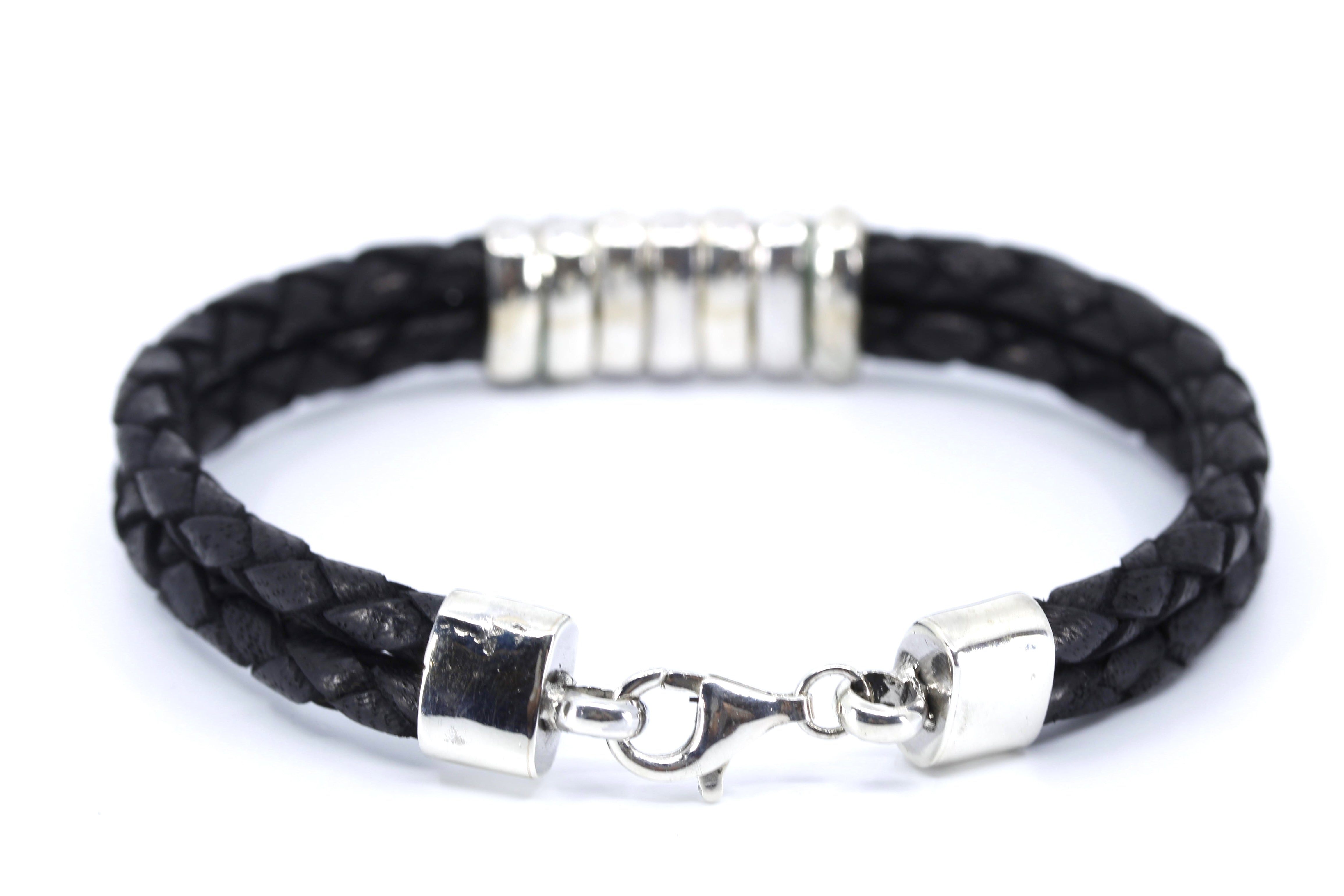 NOVA Braided Leather Bracelet with Station Accent