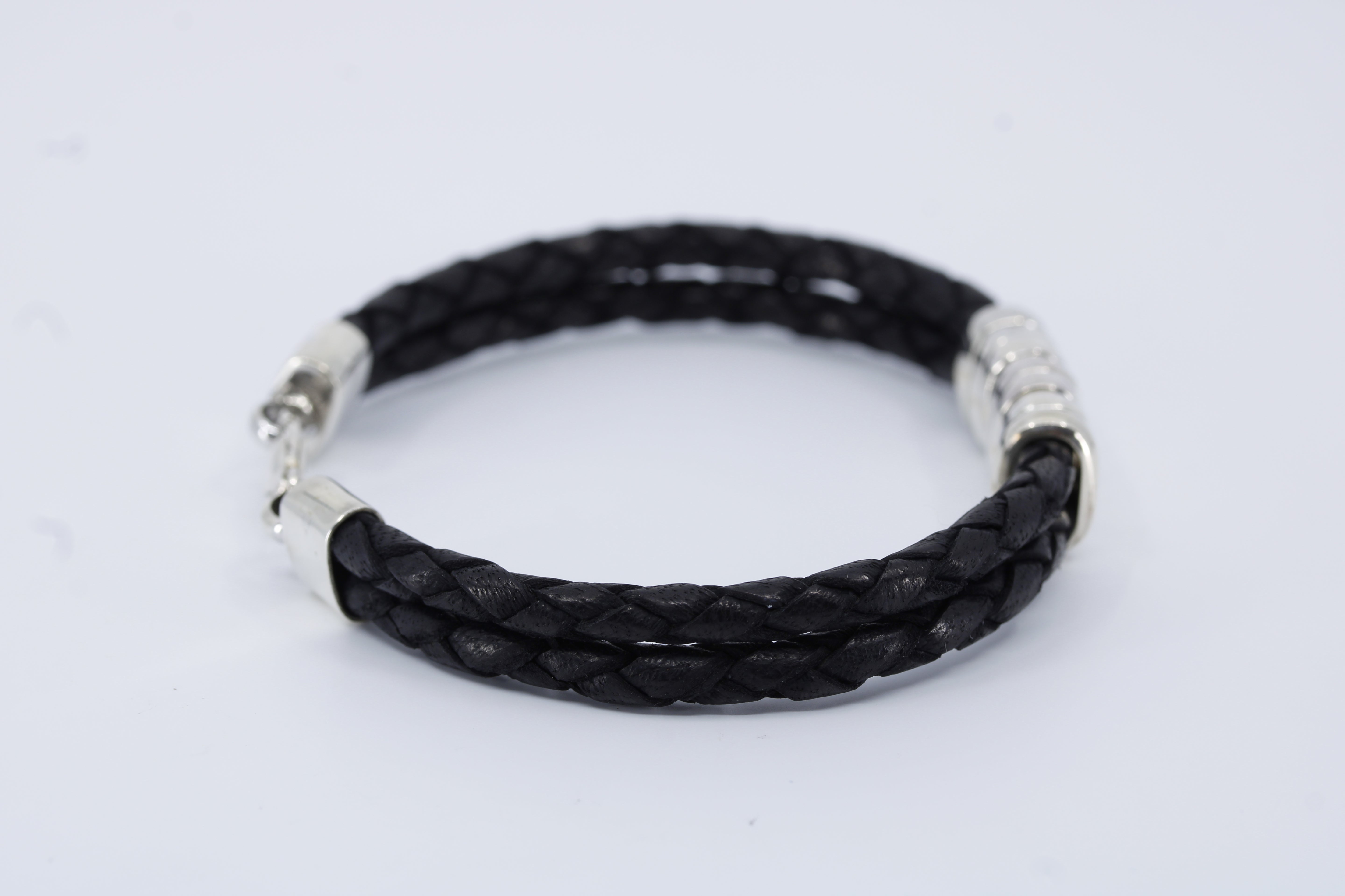Braided Leather Bracelet with Station Accent