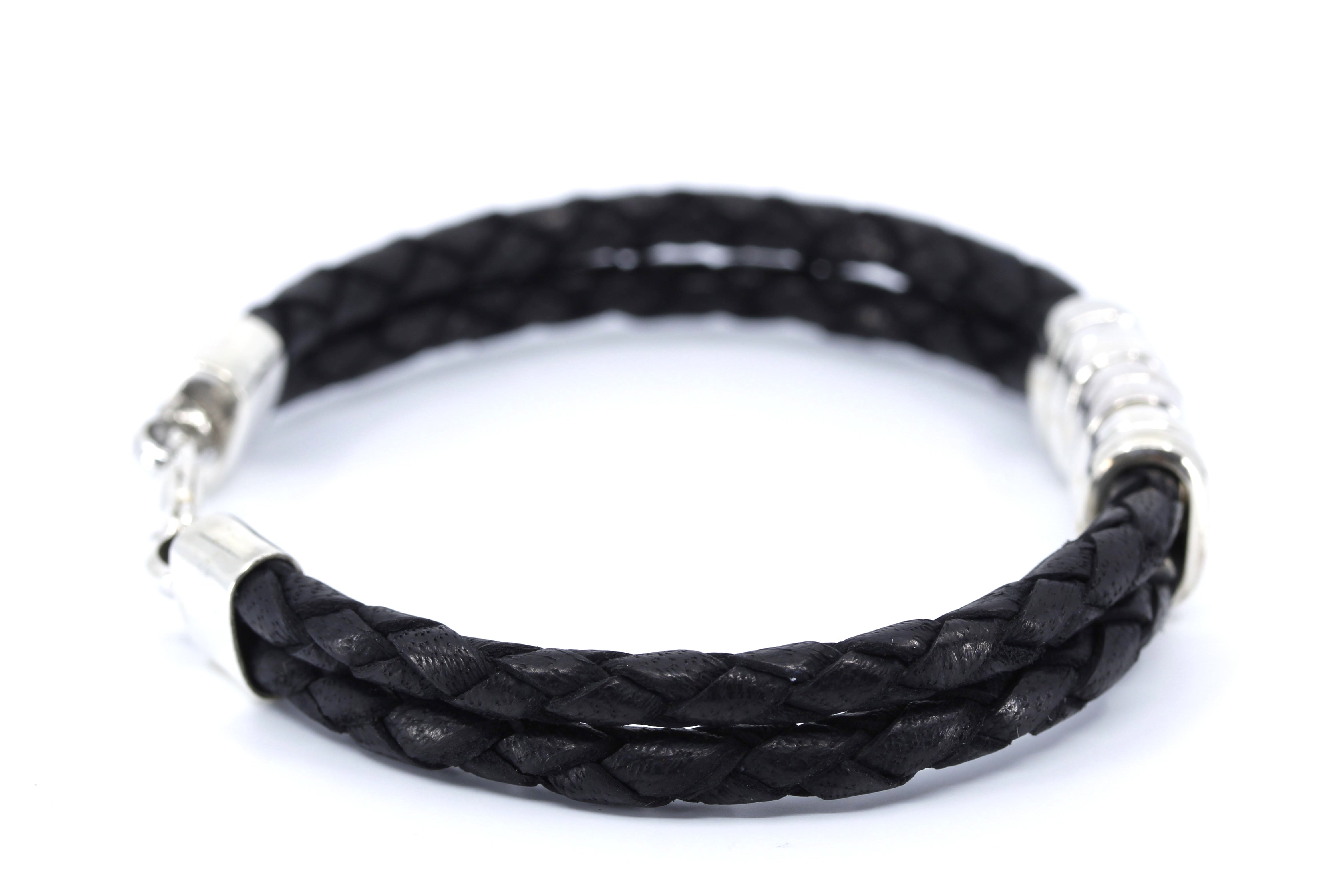 NOVA Braided Leather Bracelet with Station Accent