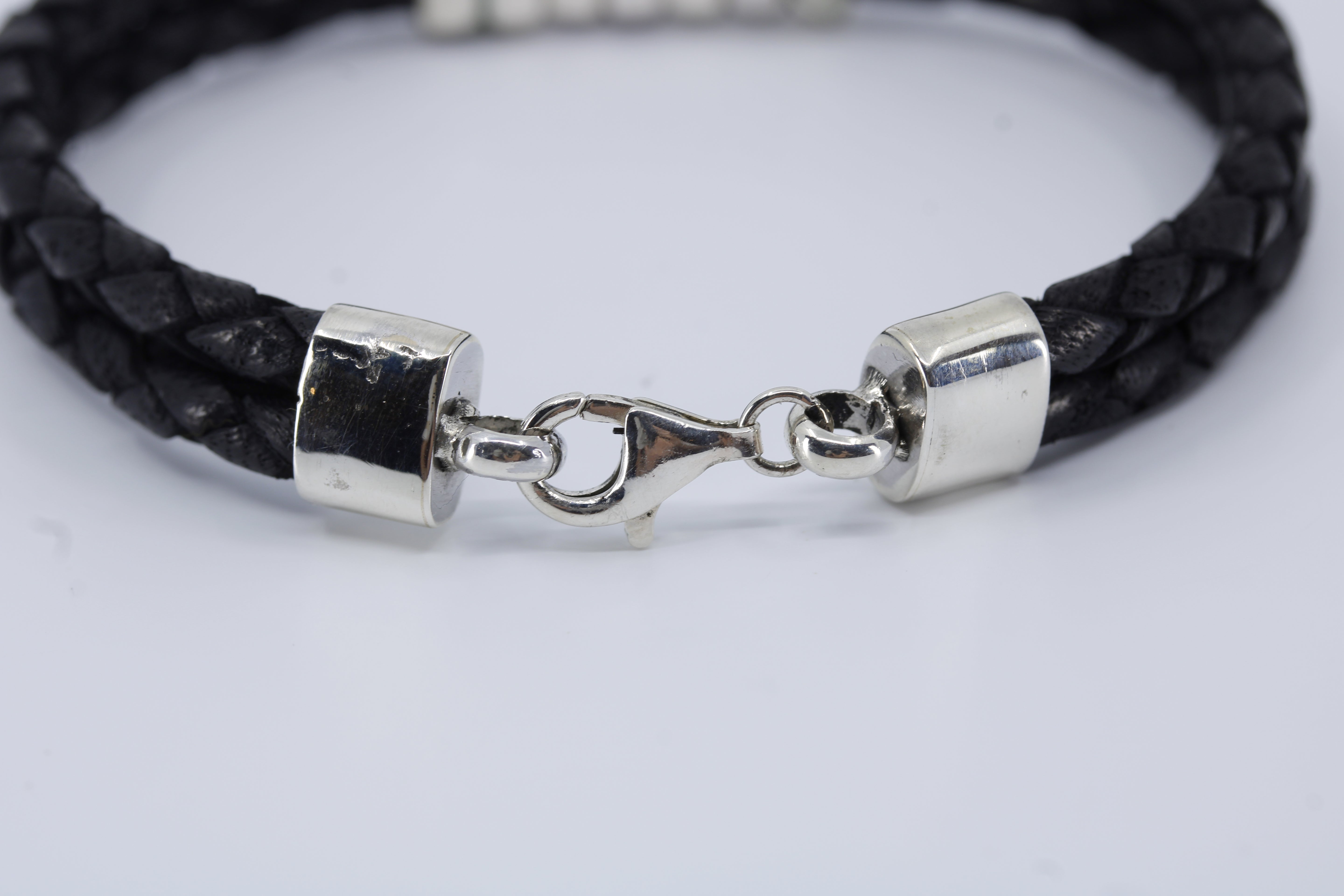 Braided Leather Bracelet with Station Accent