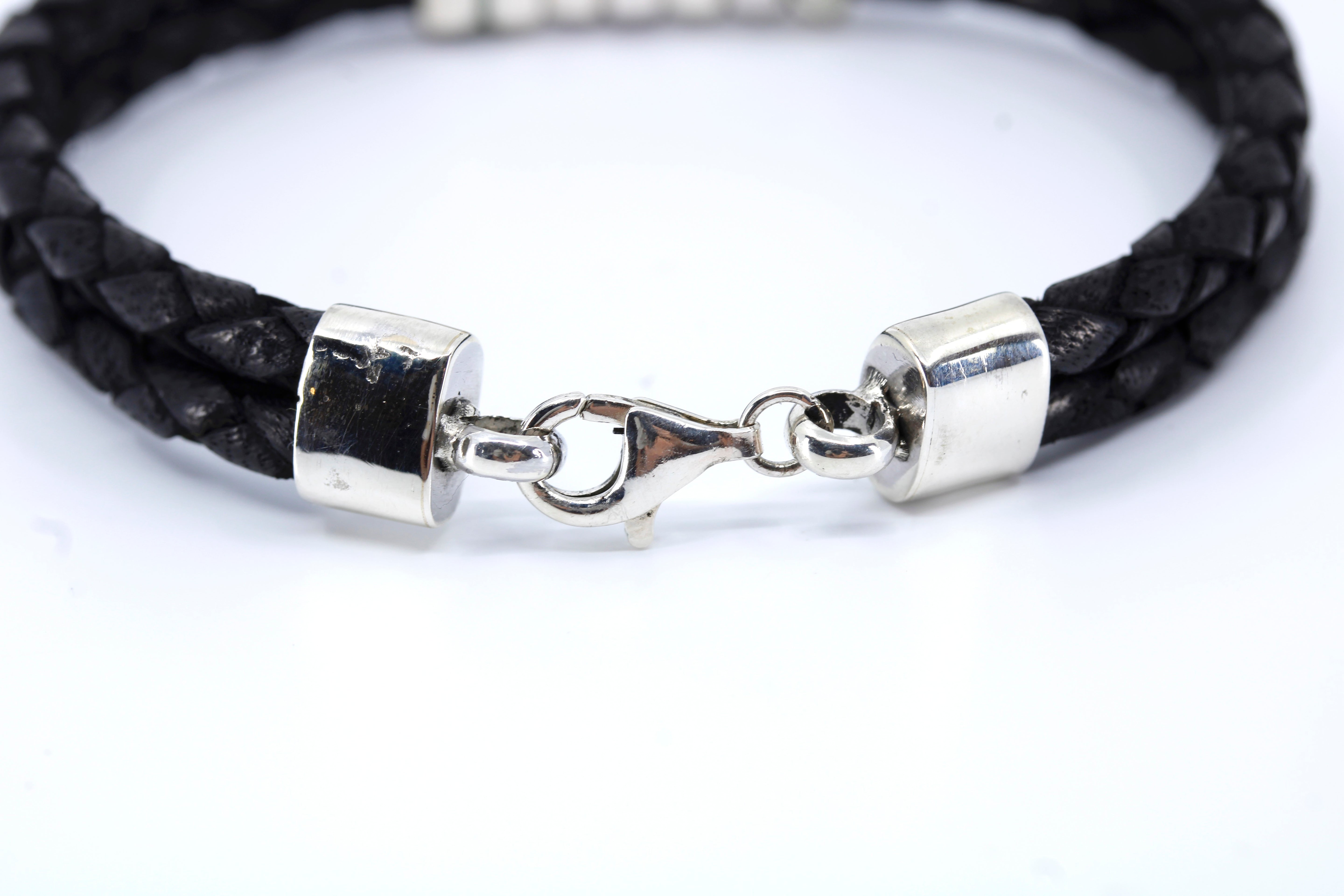 NOVA Braided Leather Bracelet with Station Accent