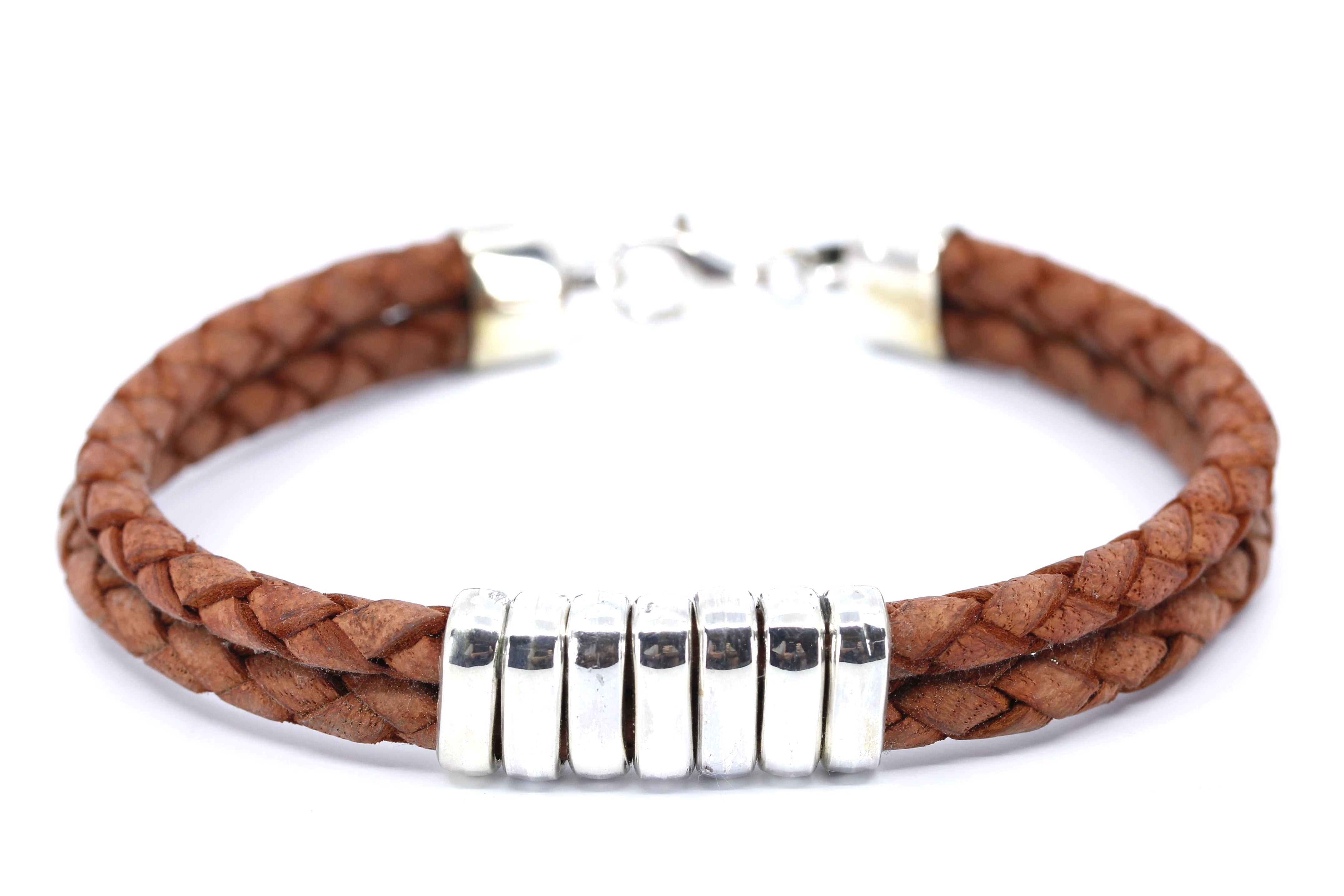 NOVA Braided Leather Bracelet with Station Accent