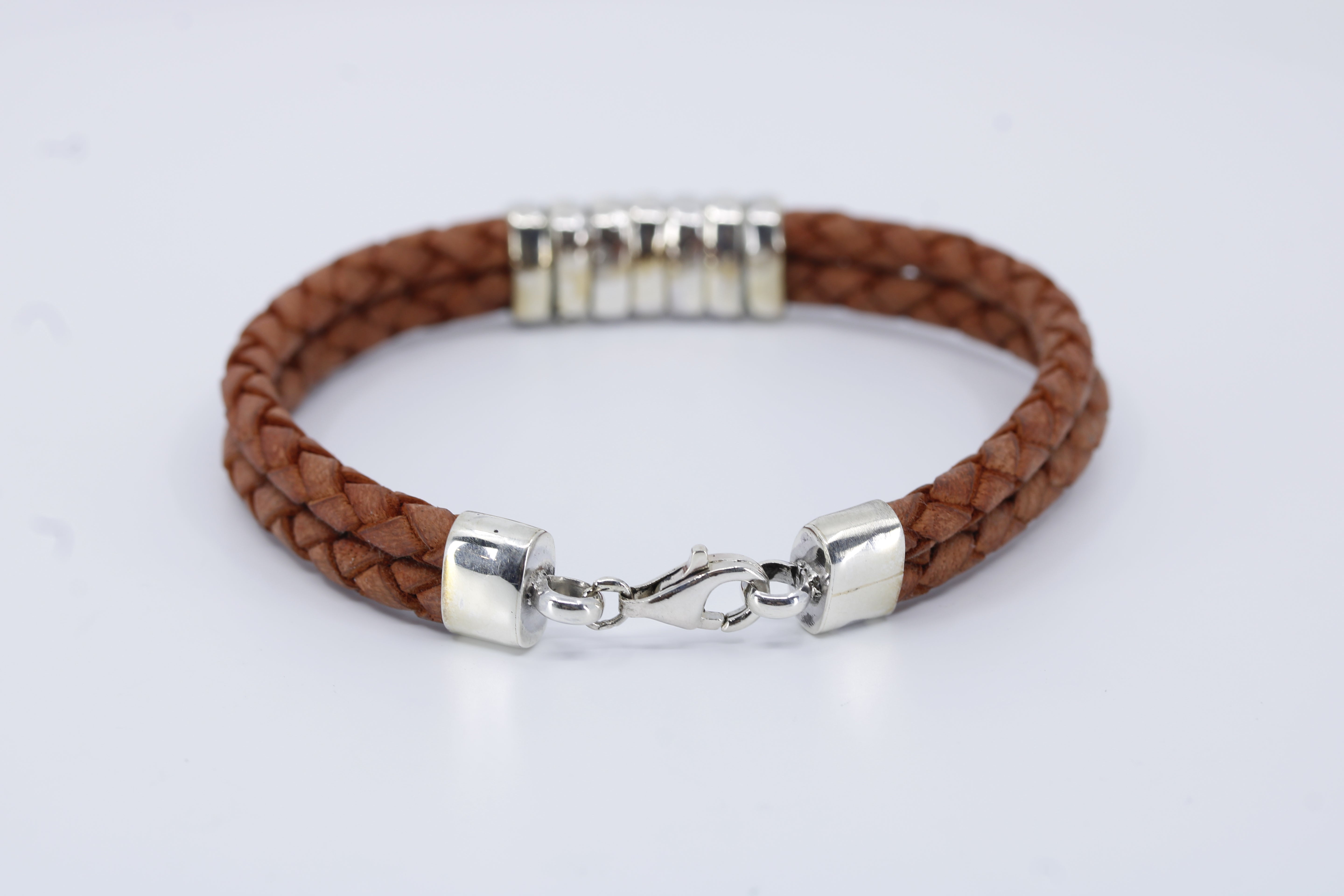 Braided Leather Bracelet with Station Accent