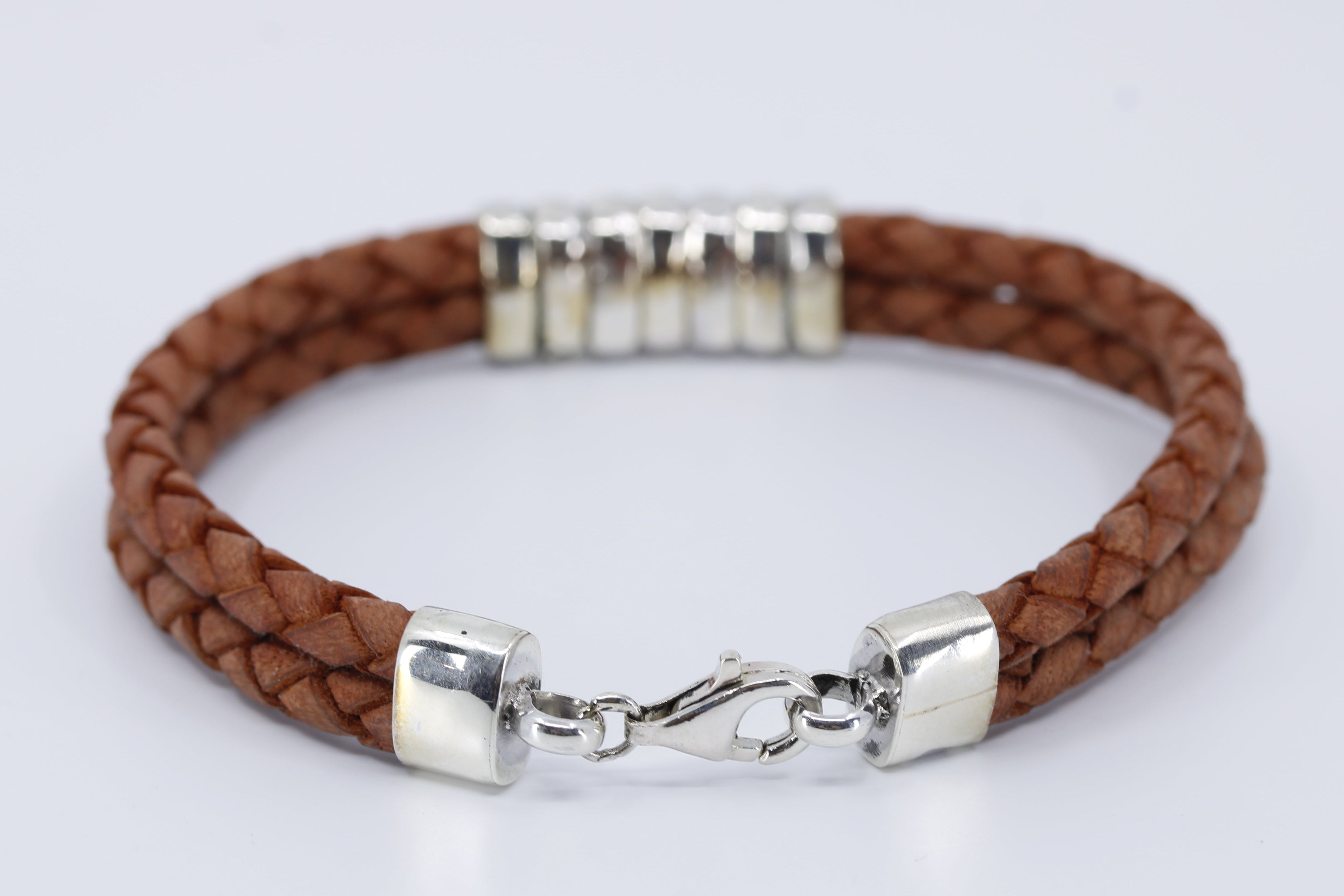 NOVA Braided Leather Bracelet with Station Accent