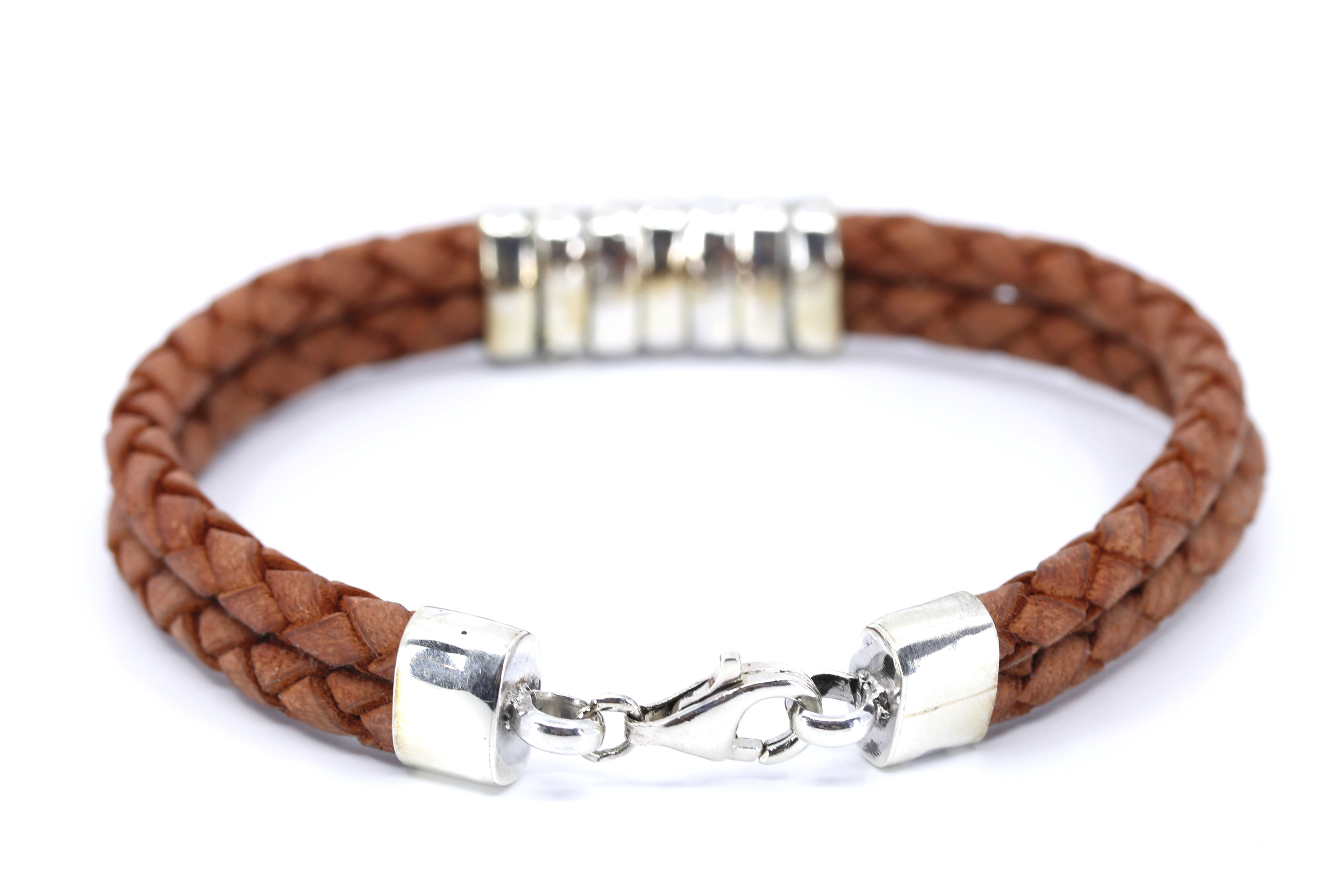 NOVA Braided Leather Bracelet with Station Accent