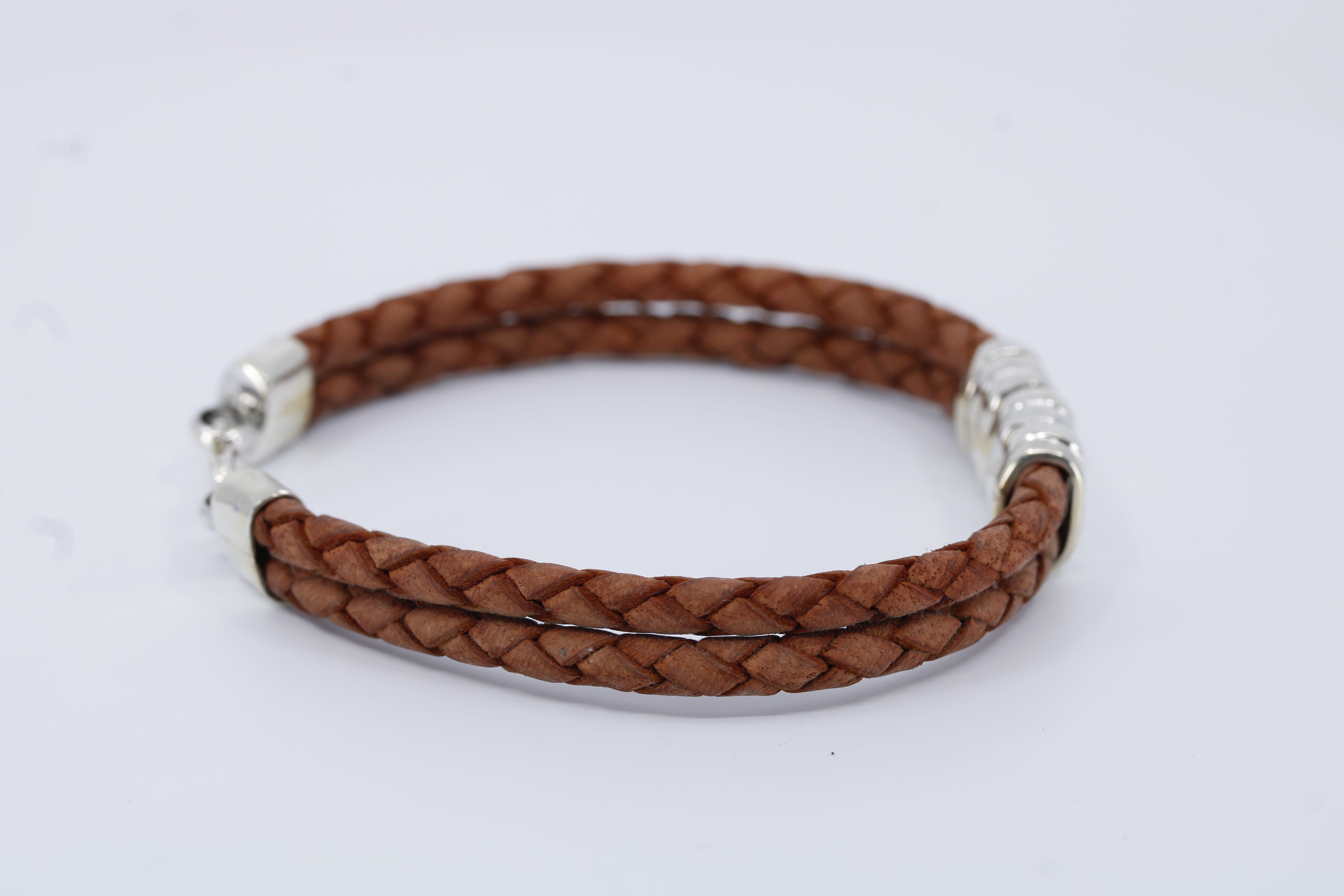 Braided Leather Bracelet with Station Accent
