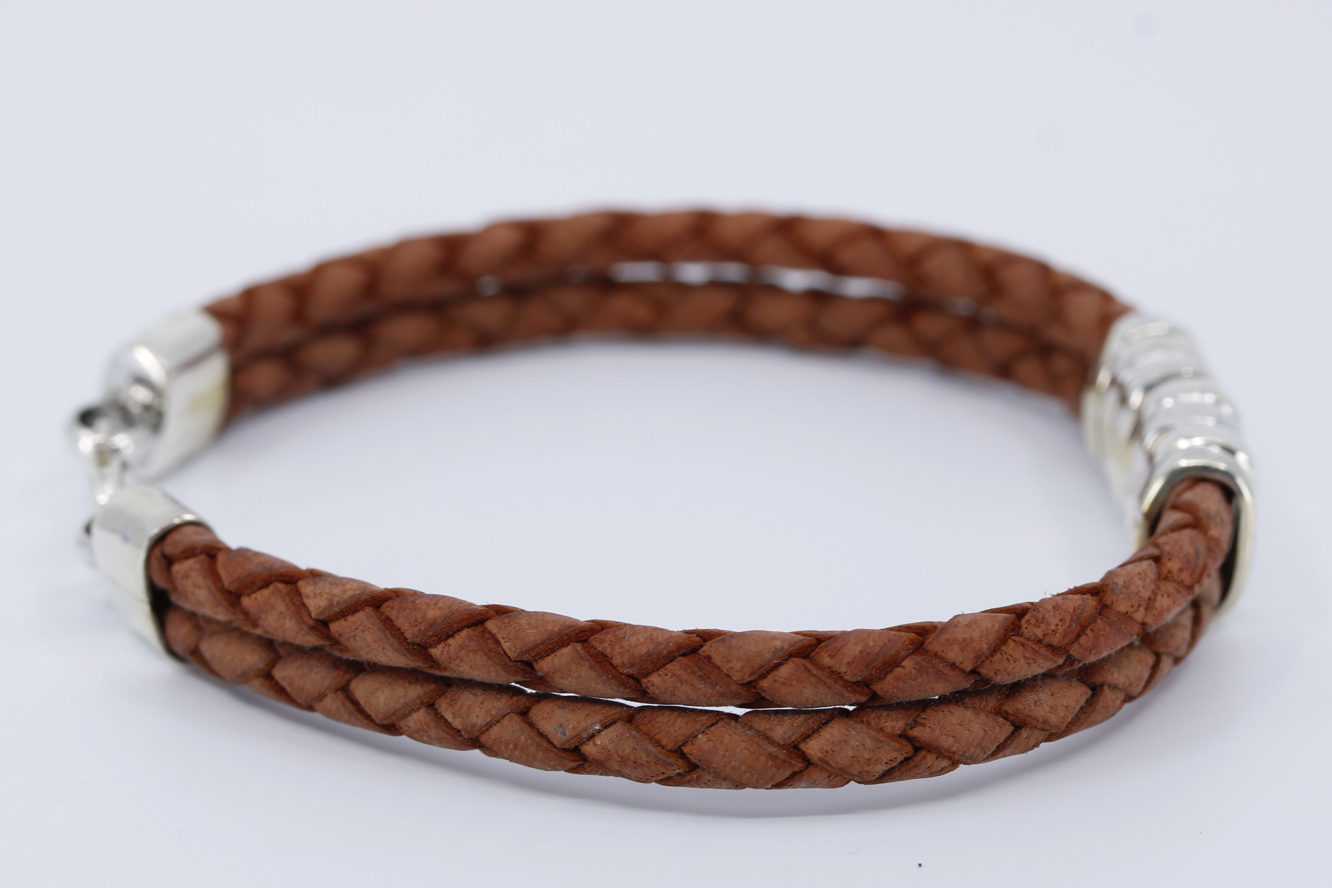 NOVA Braided Leather Bracelet with Station Accent