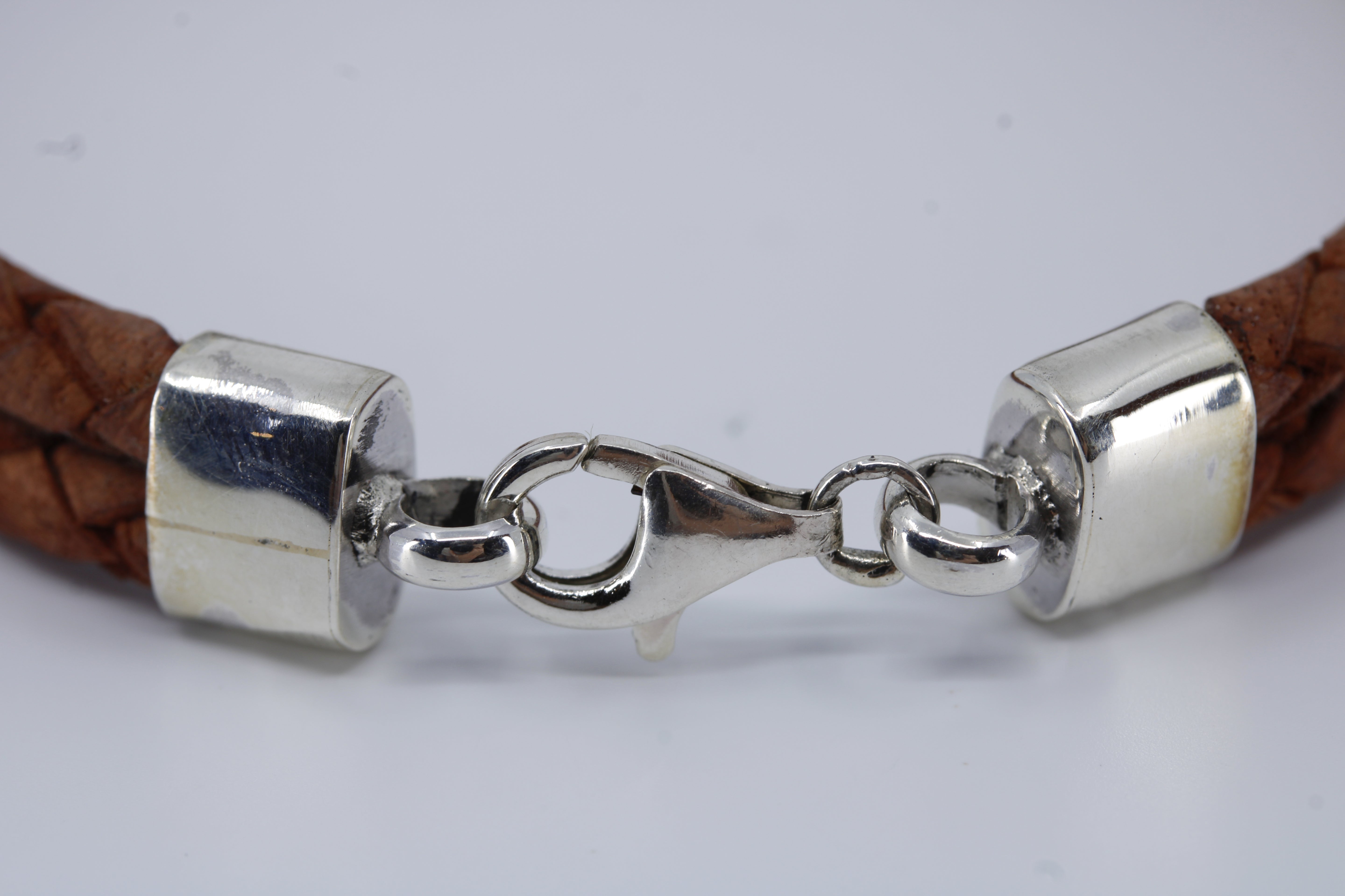 Braided Leather Bracelet with Station Accent