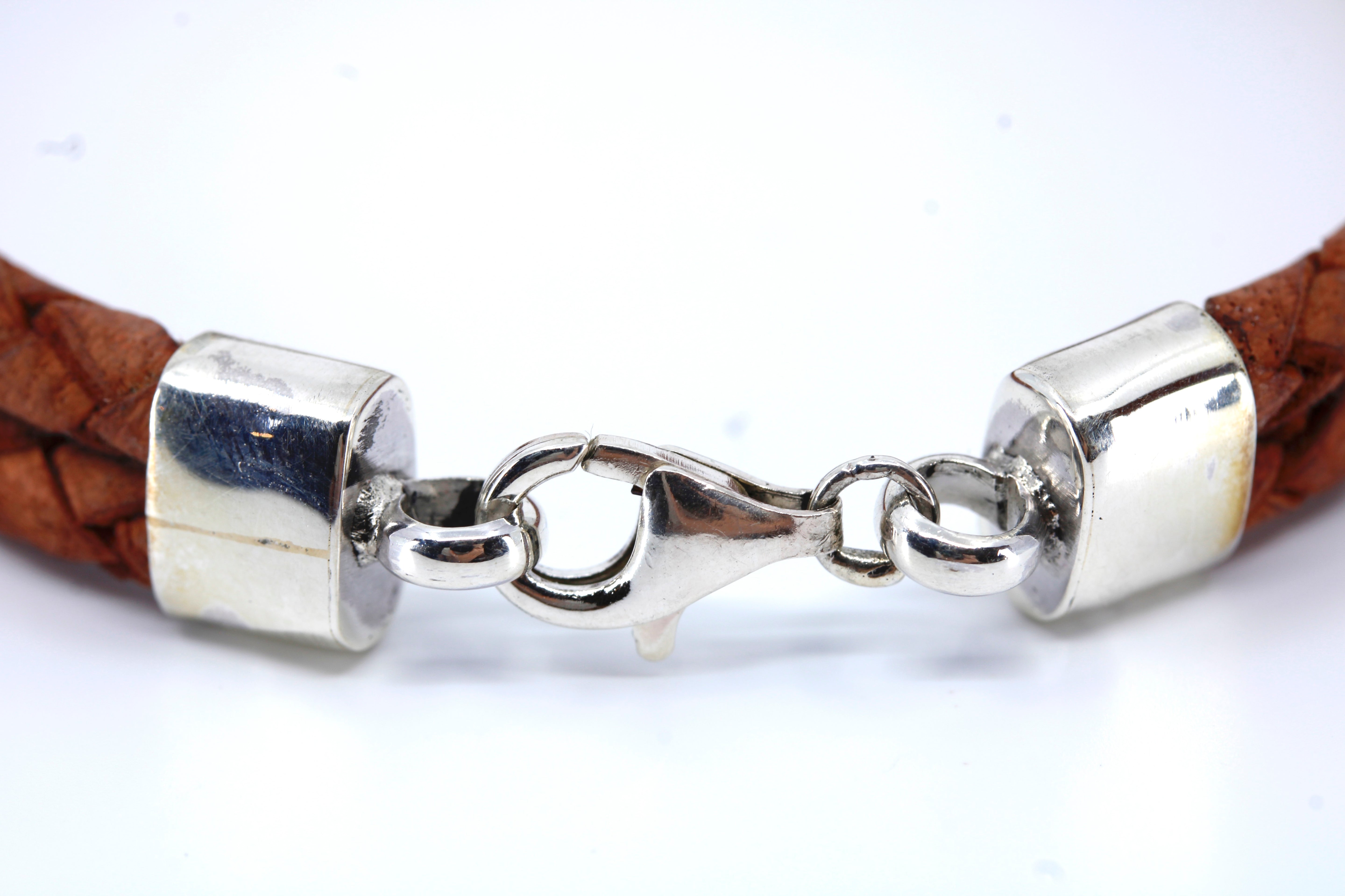 NOVA Braided Leather Bracelet with Station Accent