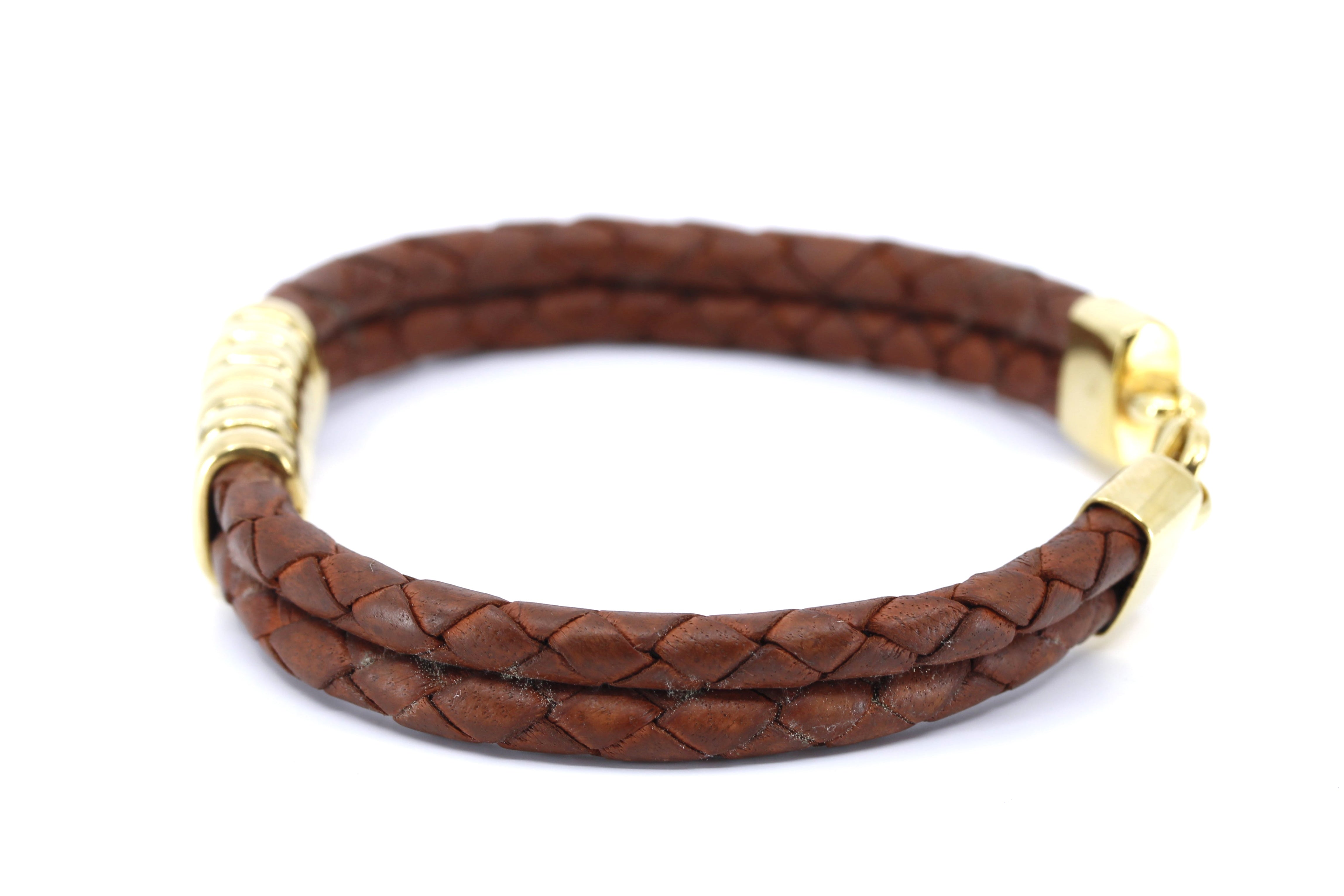 NOVA Braided Leather Bracelet with 18K Gold Vermeil Station Accent
