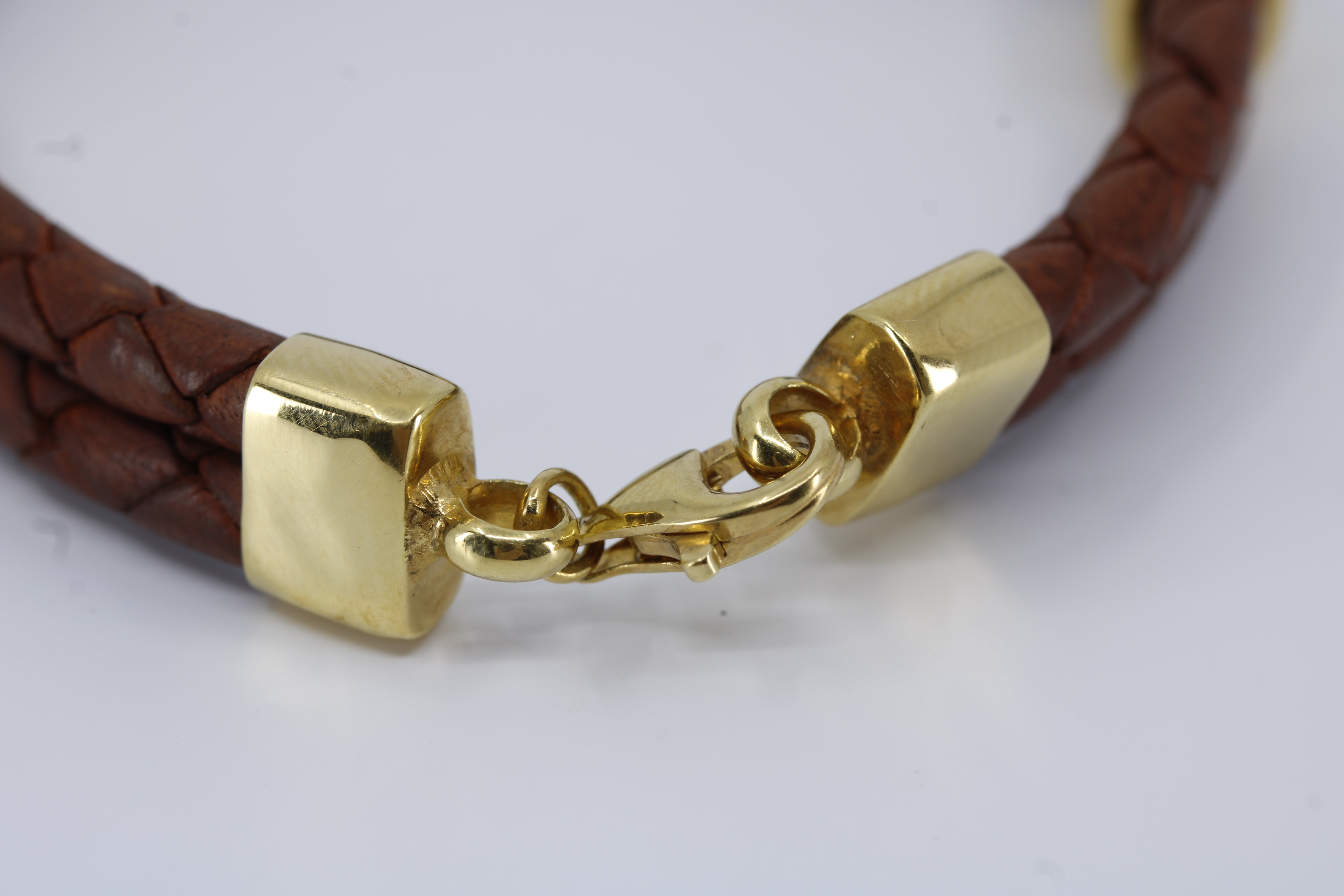 Braided Leather Bracelet with 18K Gold Vermeil Tri Accent
