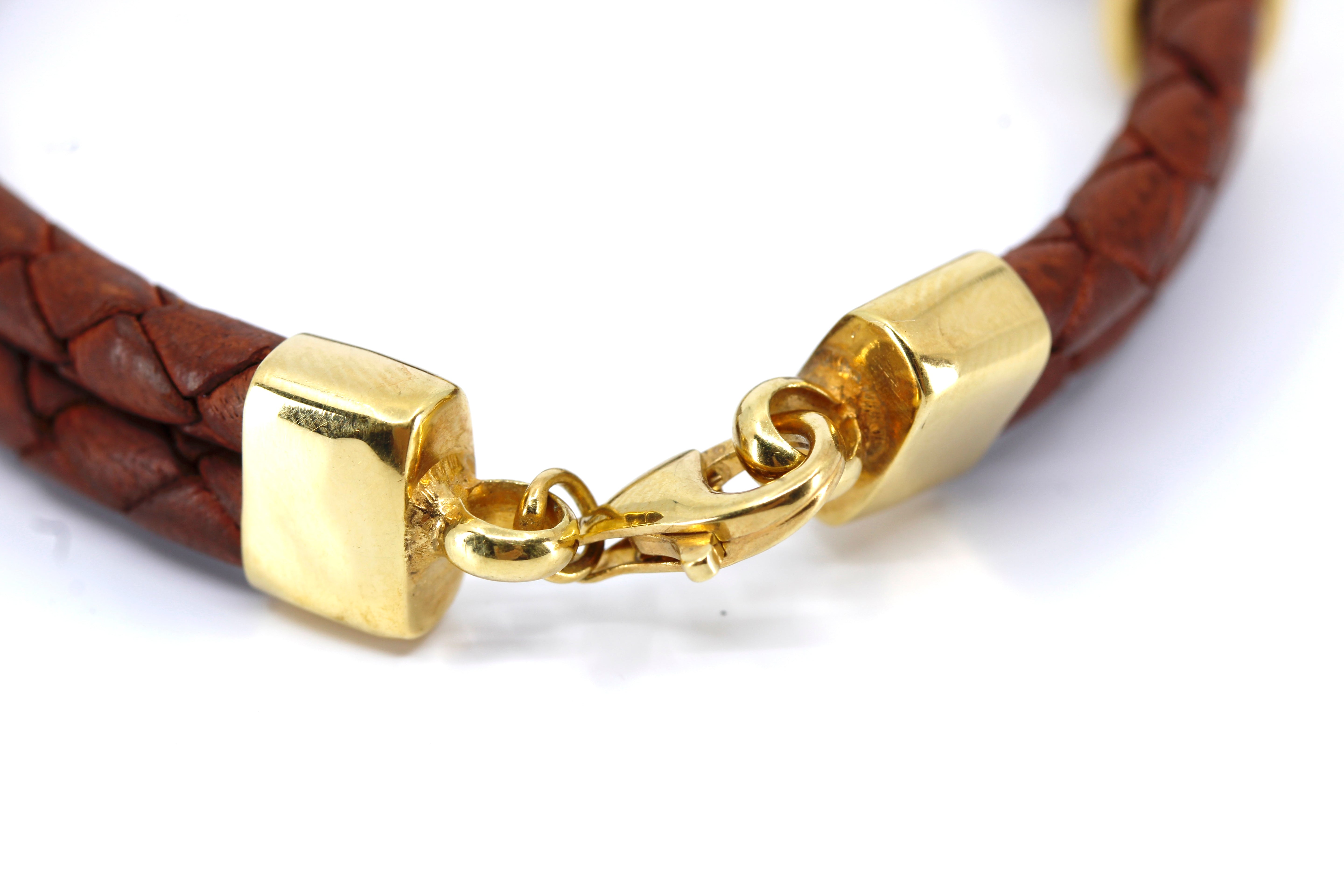 NOVA Braided Leather Bracelet with 18K Gold Vermeil Tri Accent