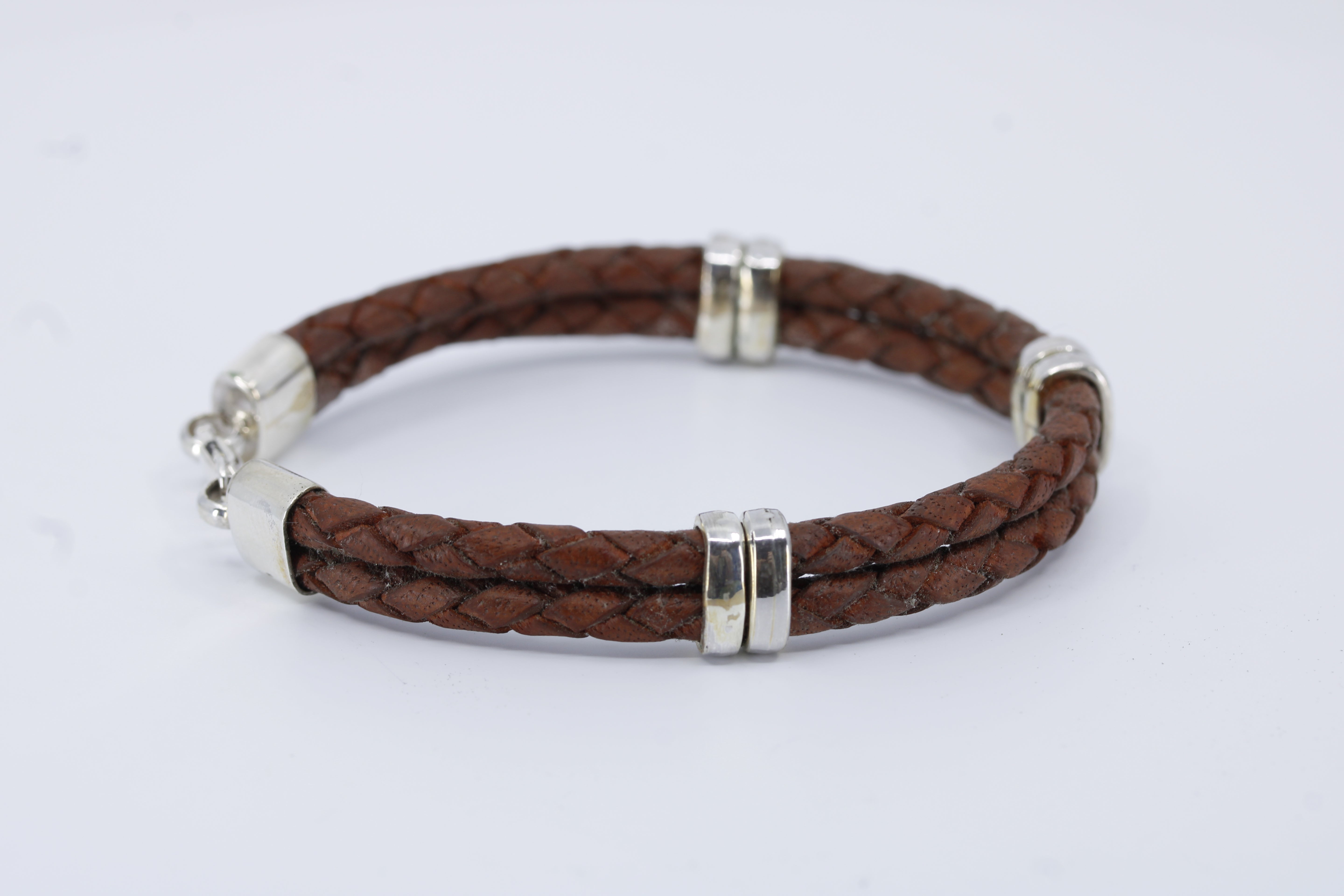 Braided Leather Bracelet with Accent