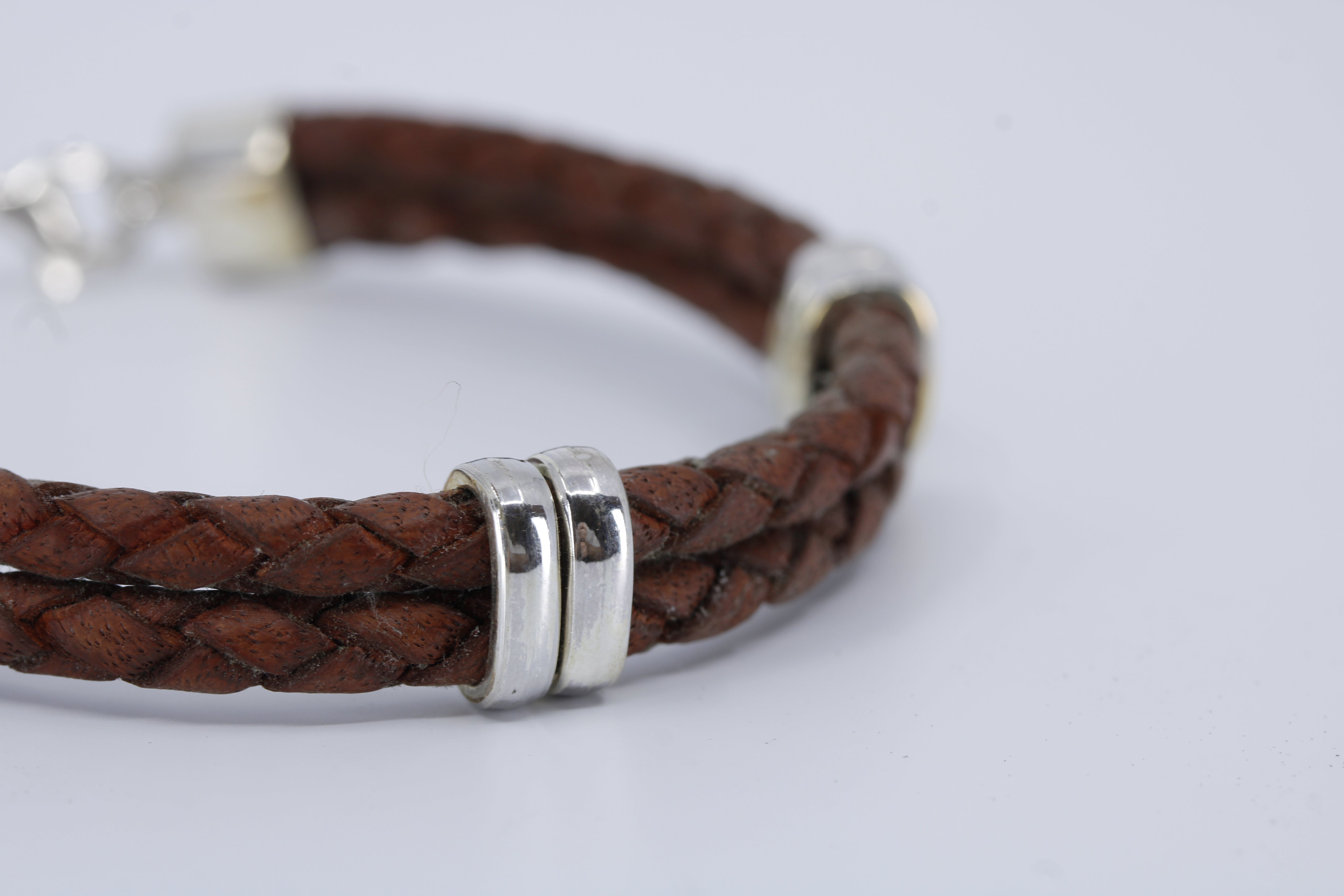 Braided Leather Bracelet with Accent