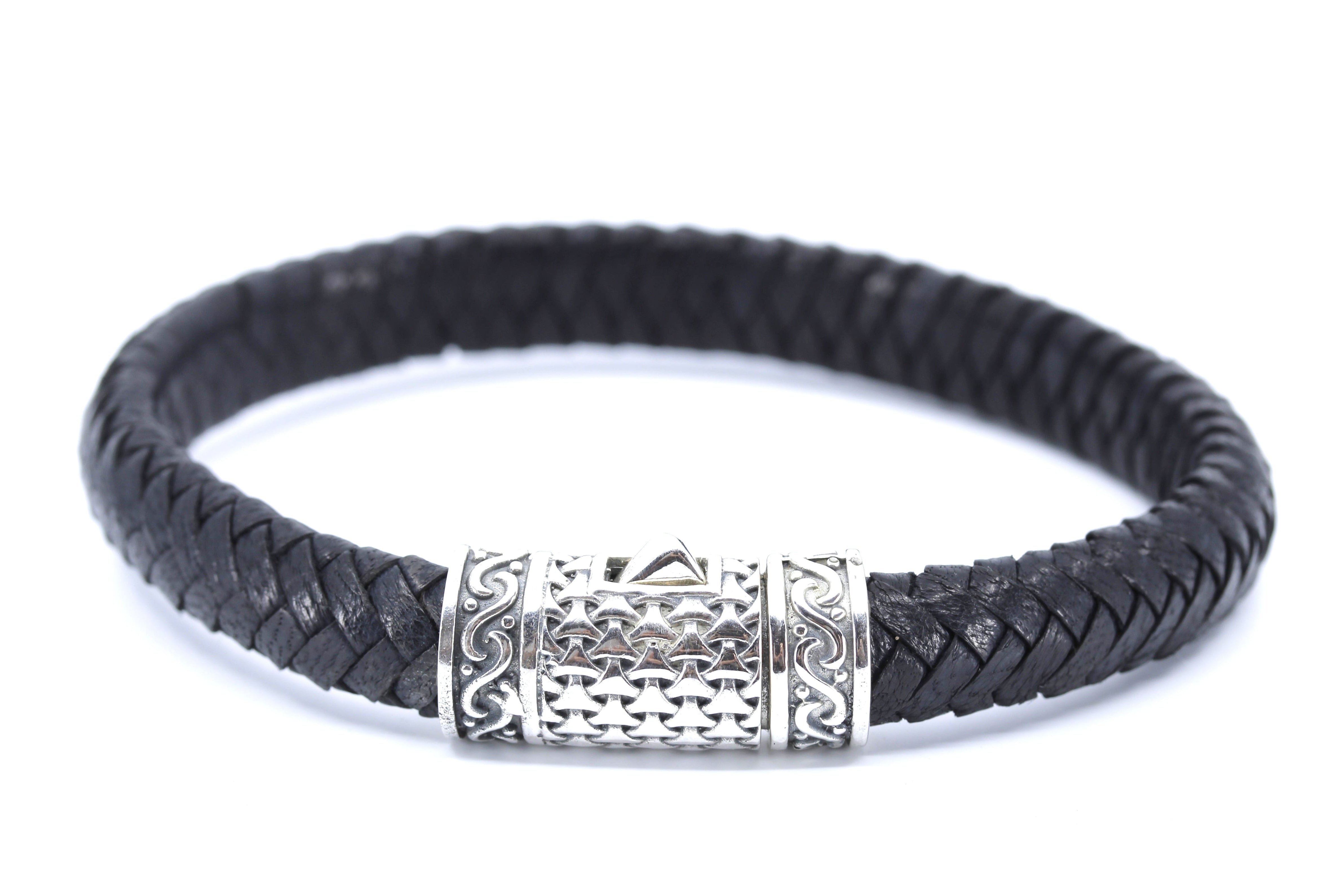 NOVA Braided Leather Bracelet with Engraved Barrel