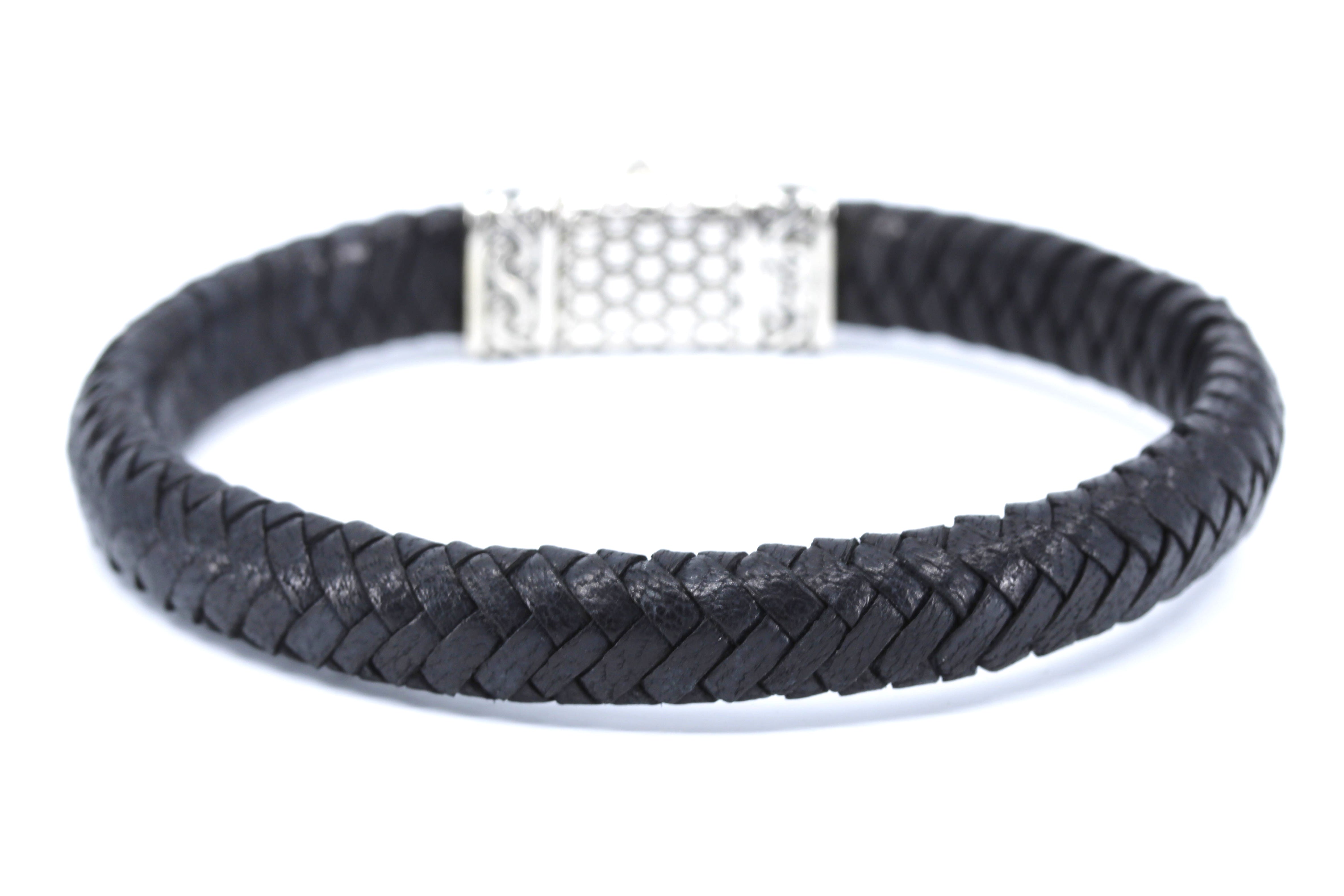 NOVA Braided Leather Bracelet with Engraved Barrel