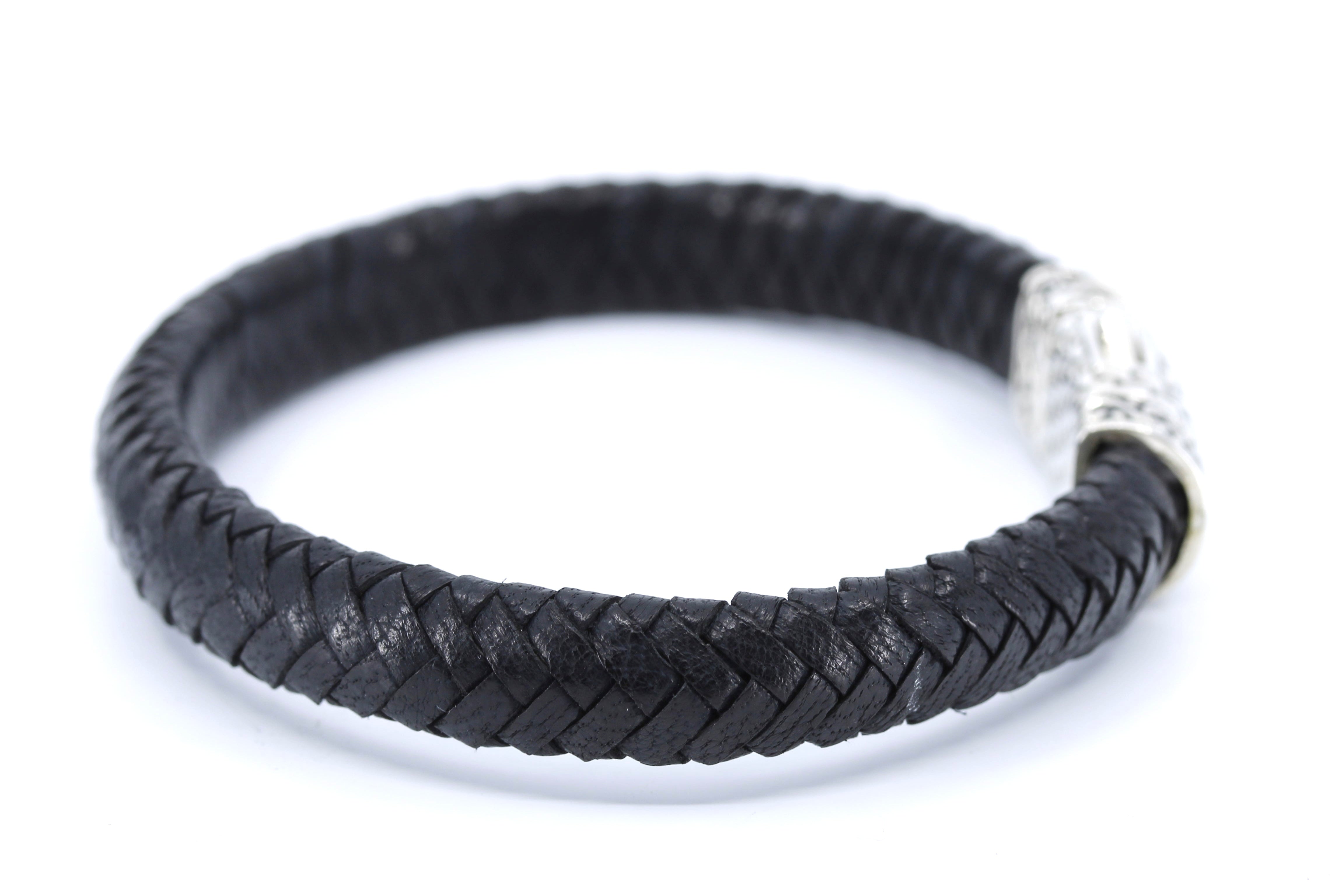 NOVA Braided Leather Bracelet with Engraved Barrel