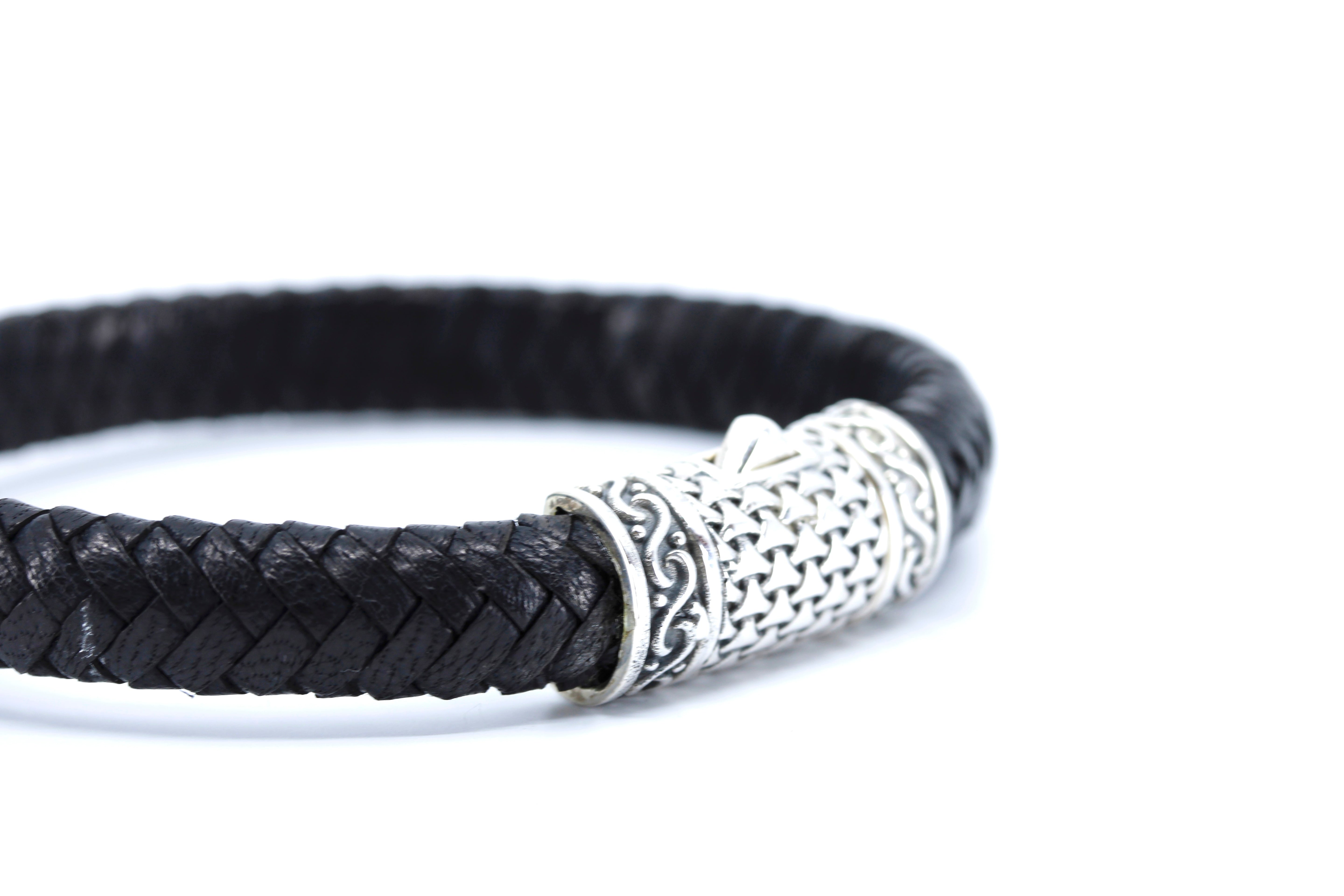 NOVA Braided Leather Bracelet with Engraved Barrel