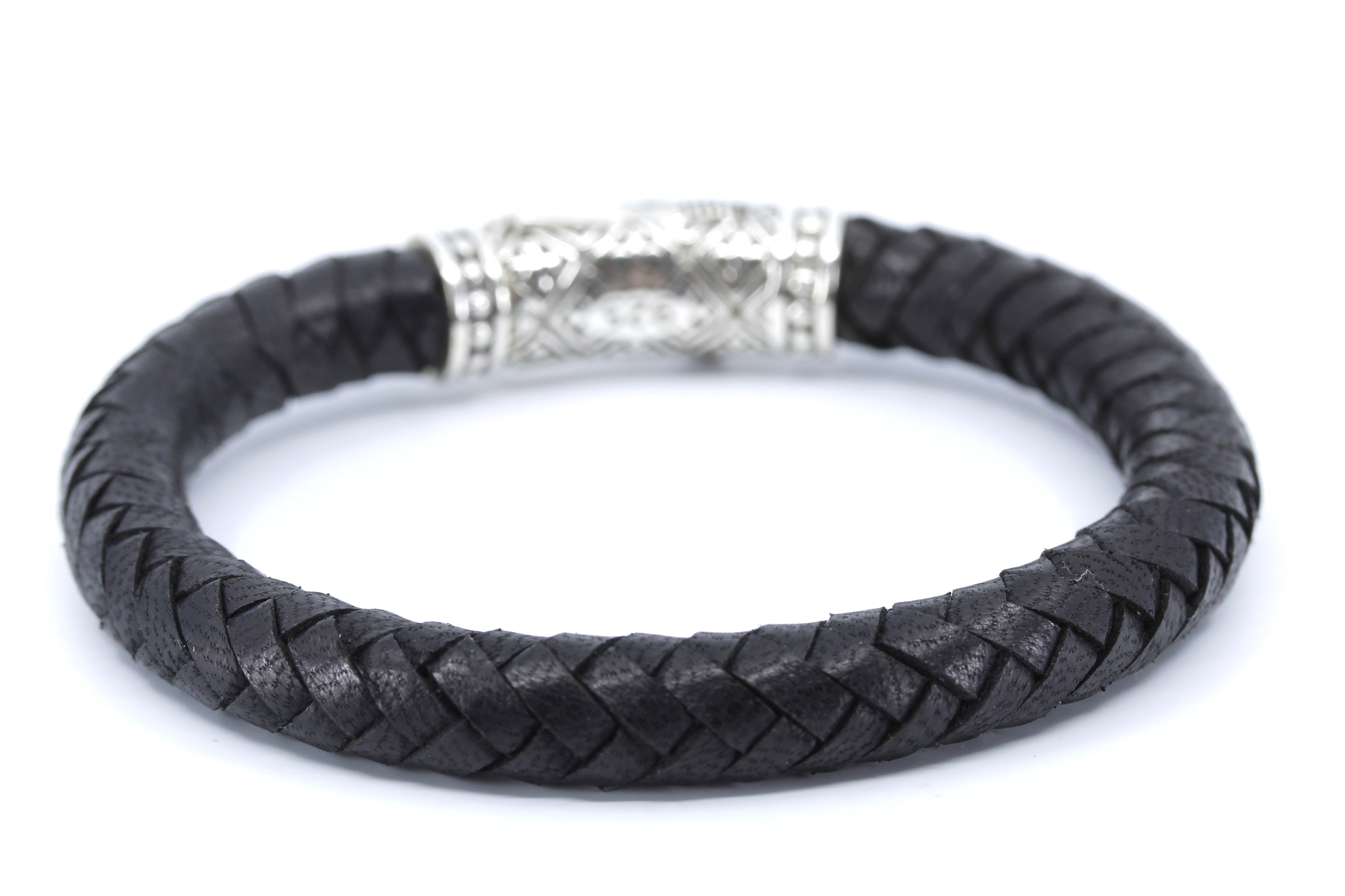 NOVA Braided Leather Bracelet with Lattice Barrel