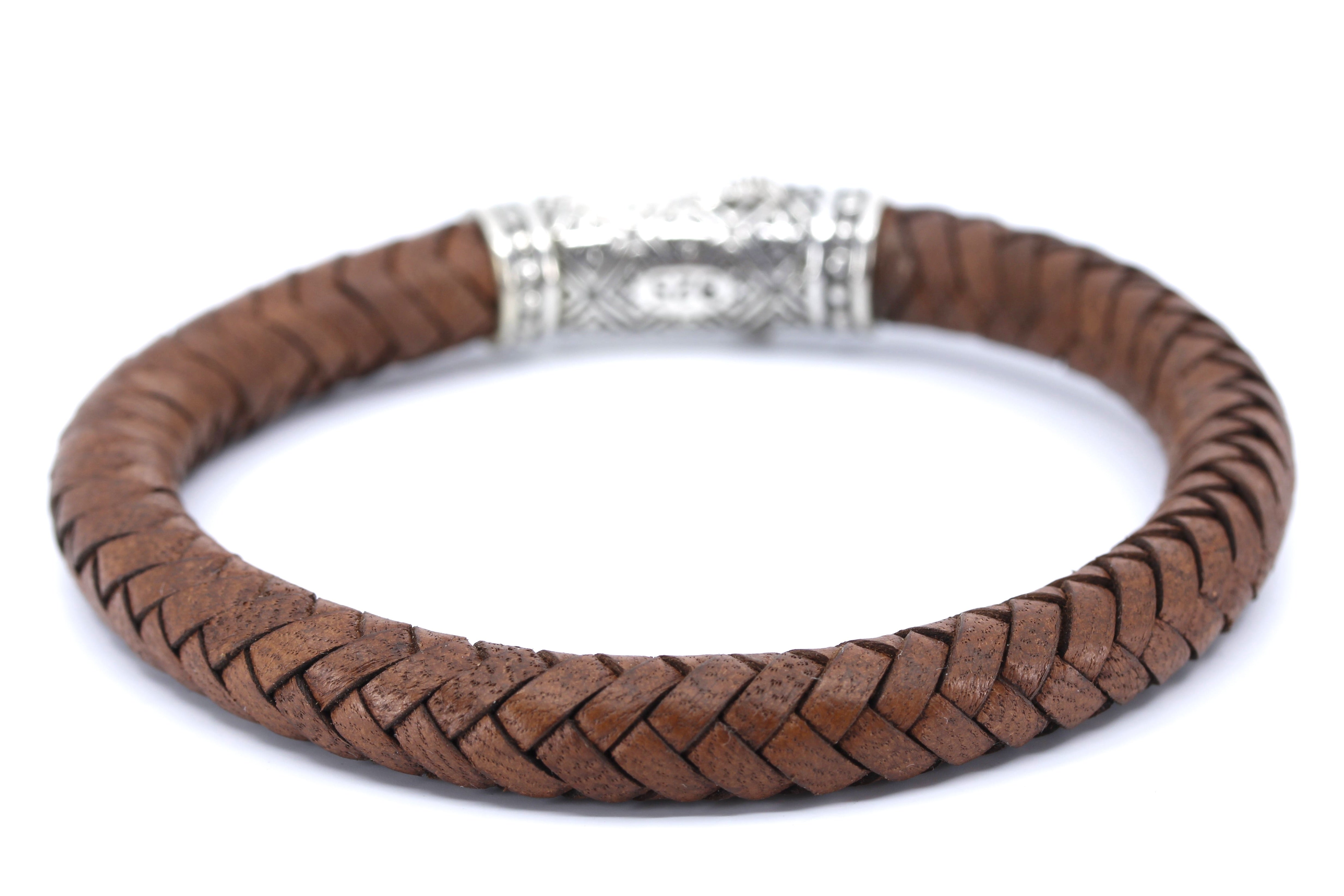 NOVA Braided Leather Bracelet with Lattice Barrel