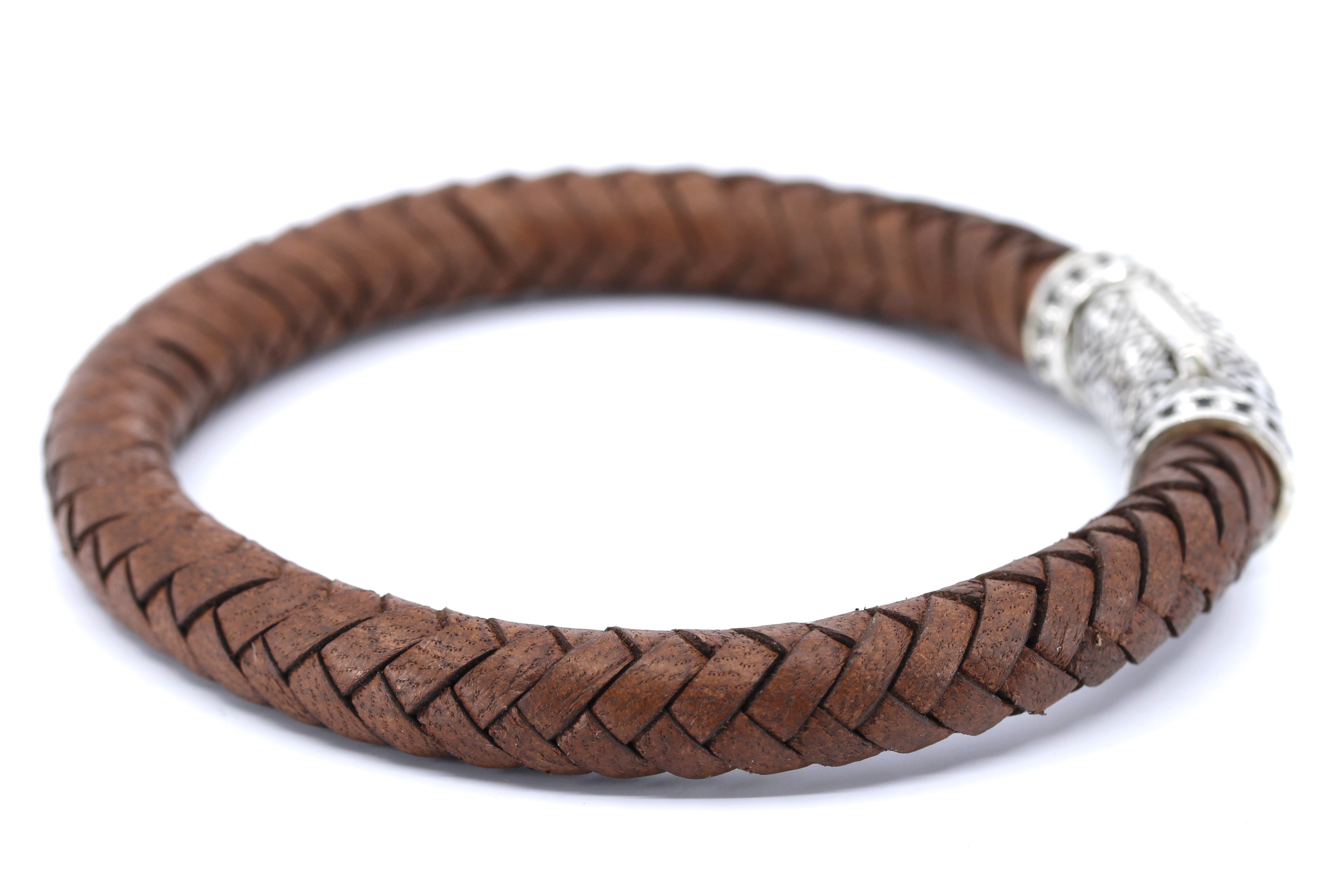 NOVA Braided Leather Bracelet with Lattice Barrel