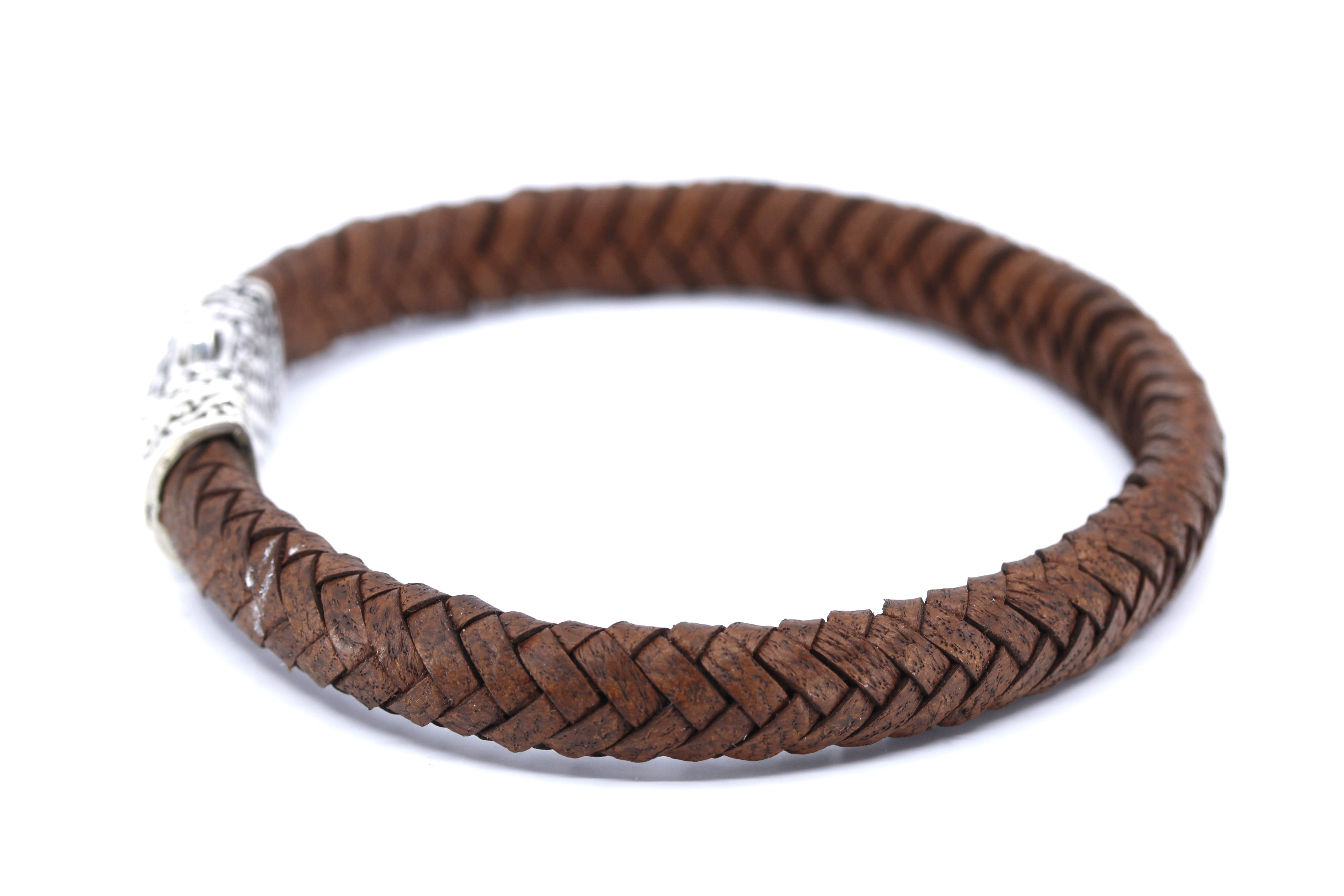 NOVA Braided Leather Bracelet with Engraved Barrel