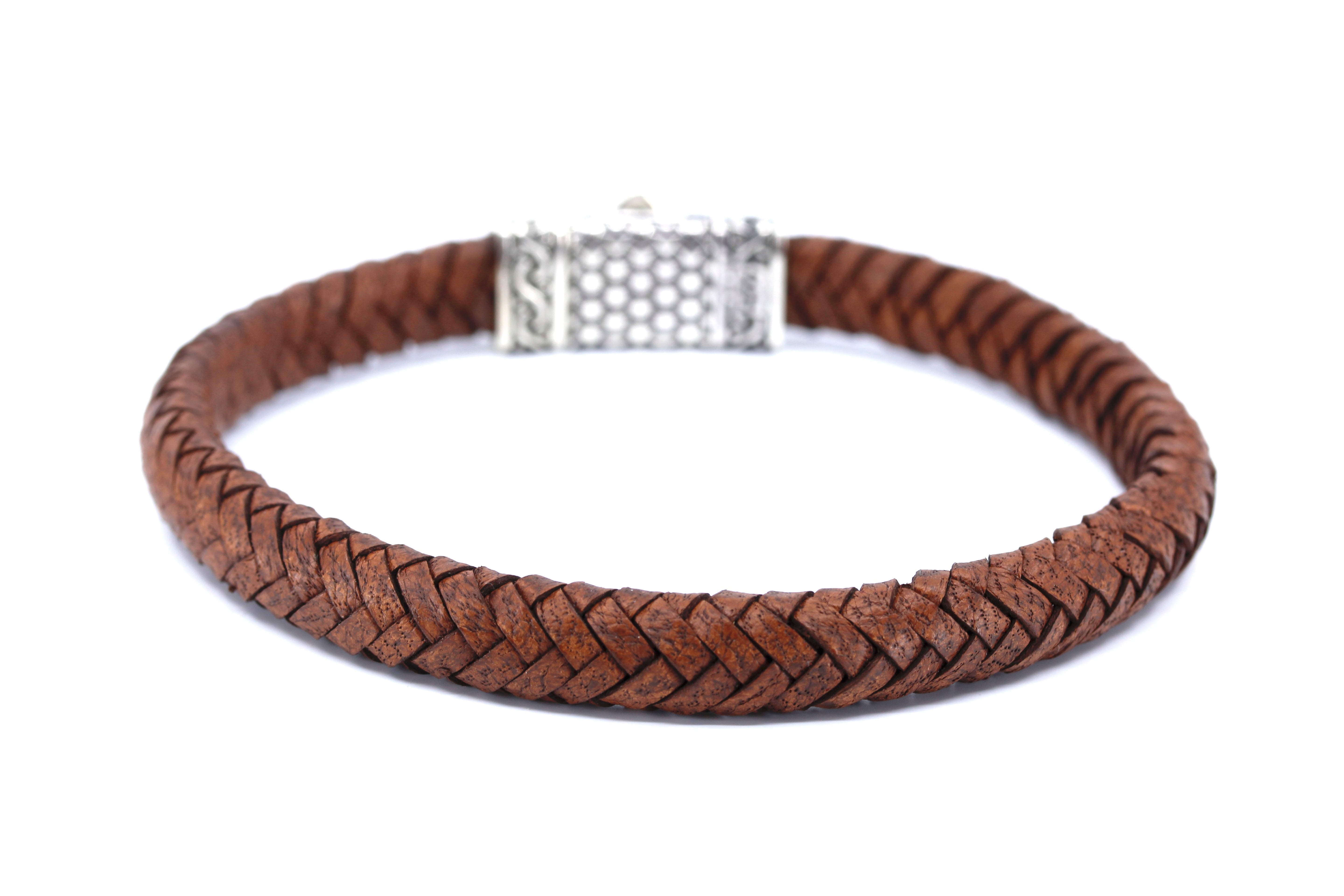 NOVA Braided Leather Bracelet with Engraved Barrel