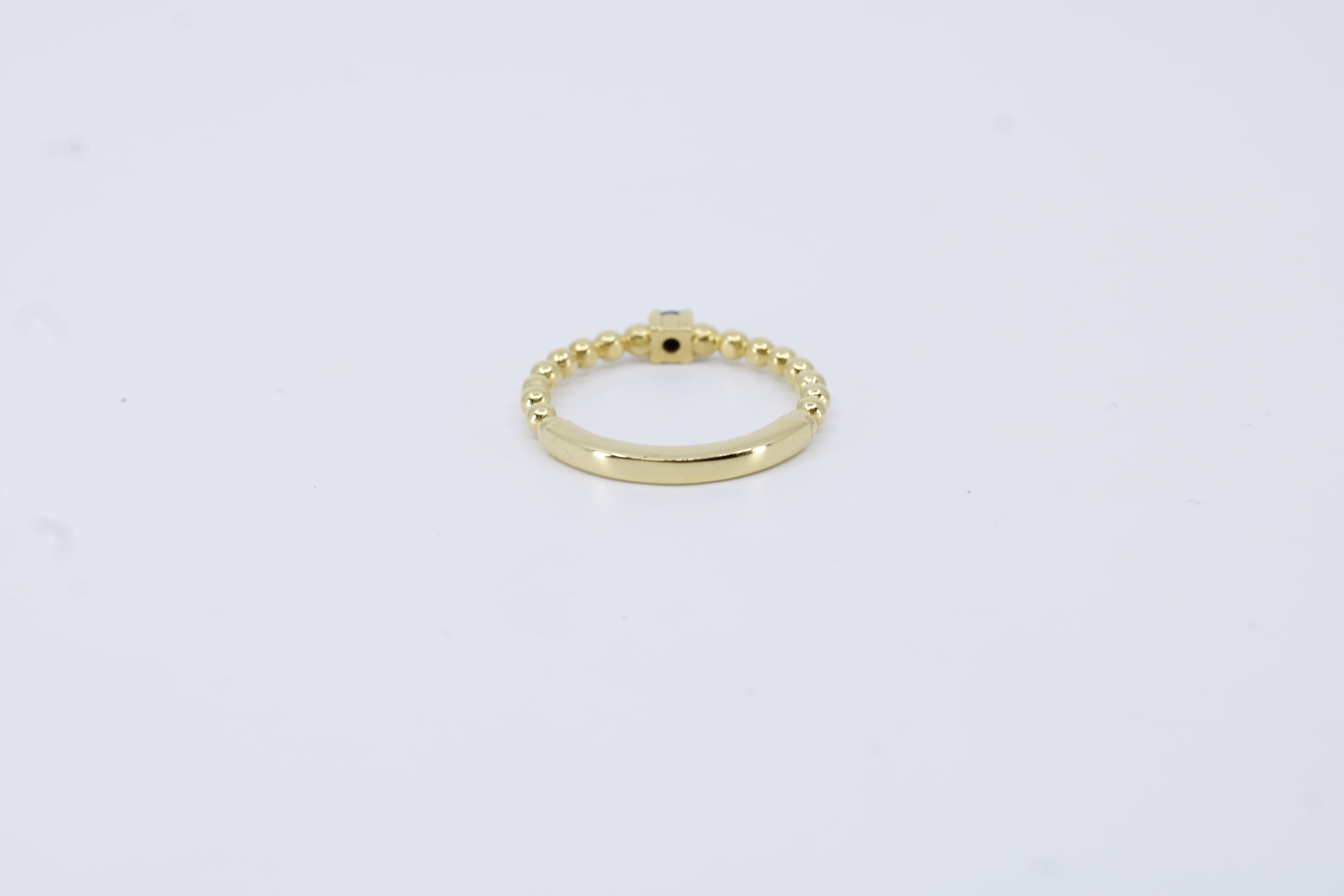 Linea Beaded Gemstone Band Ring with Amethyst