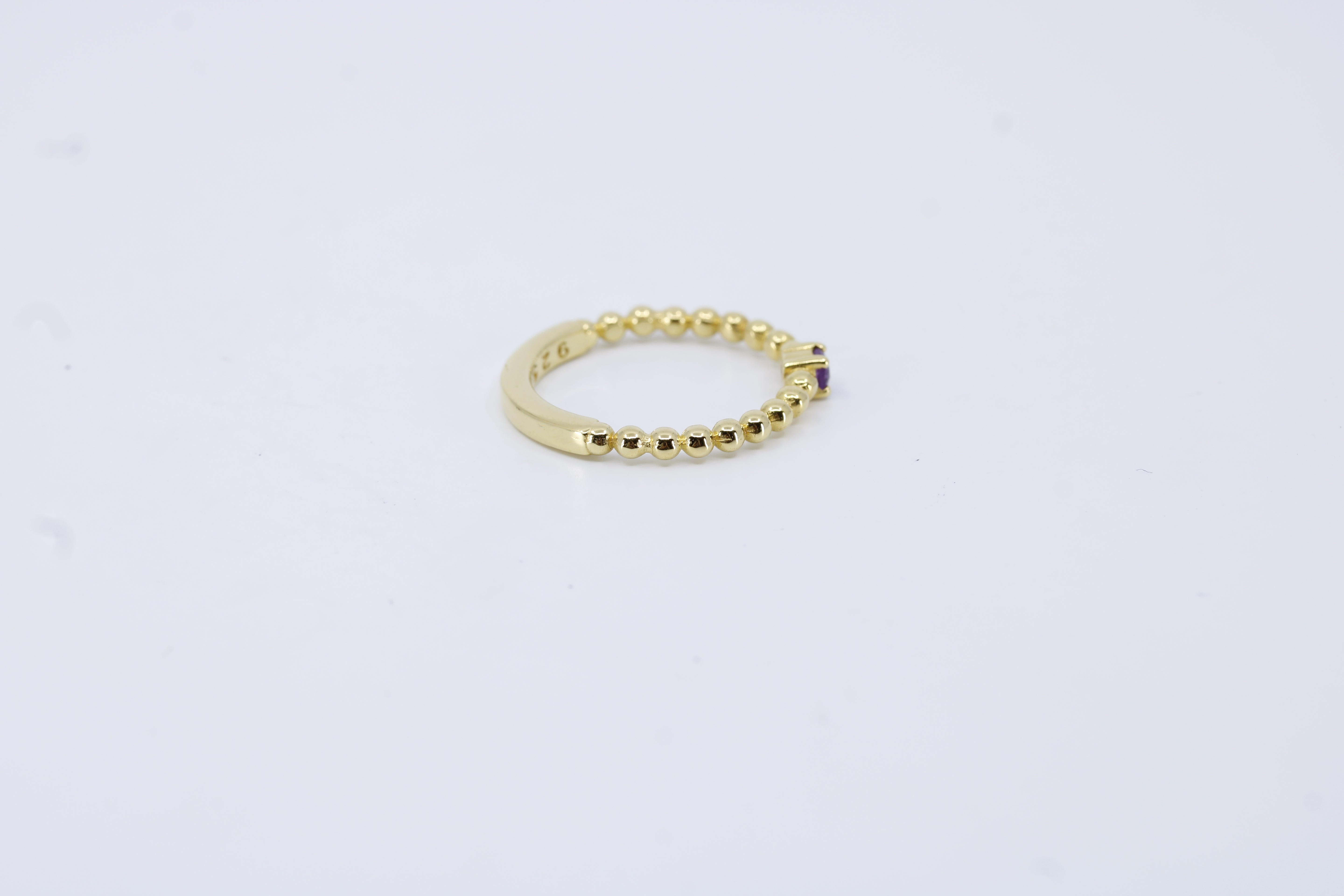 Linea Beaded Gemstone Band Ring with Amethyst