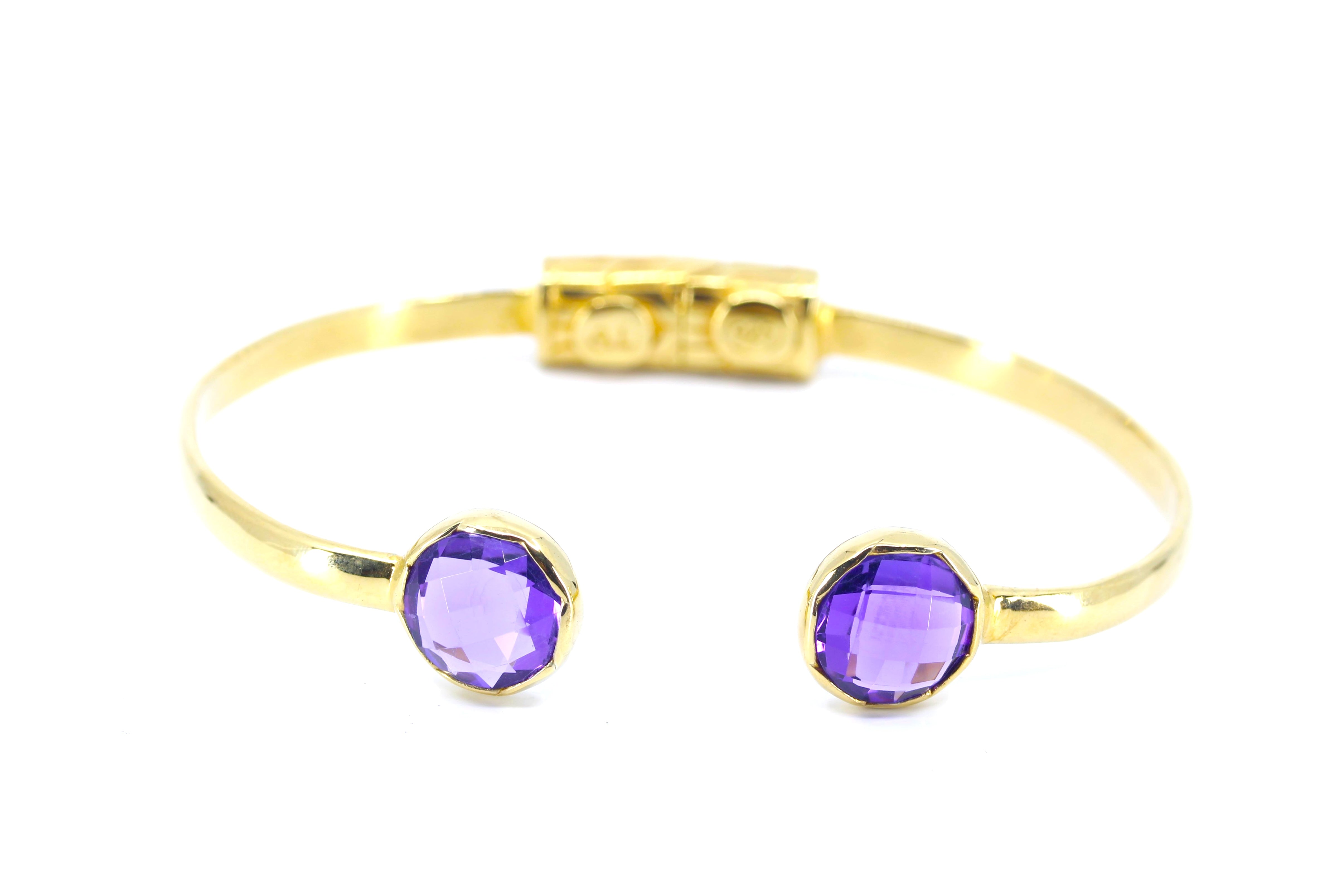 ETHERNA 18K Gold Vermeil Open Cuff Bracelet with Amethyst