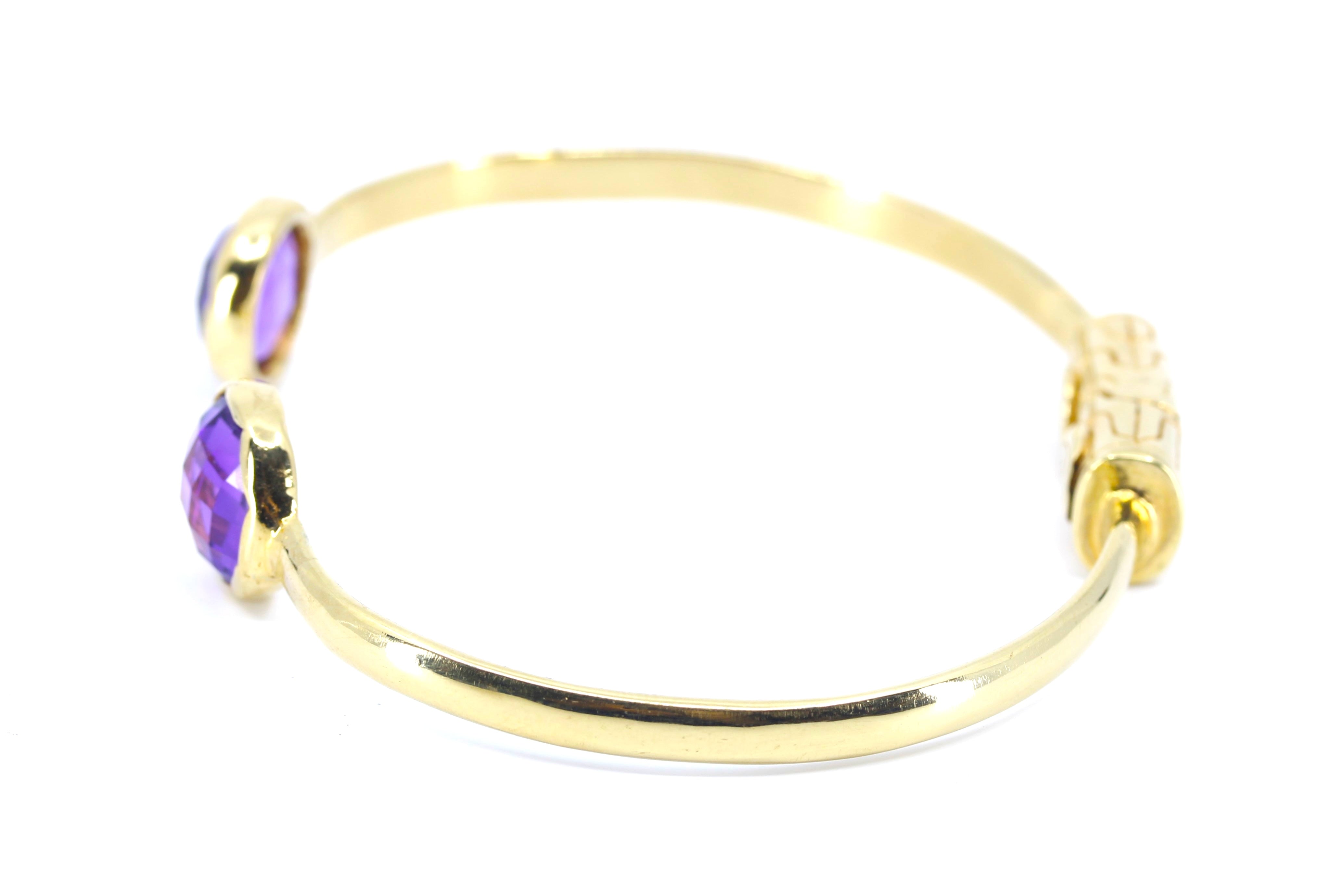 ETHERNA 18K Gold Vermeil Open Cuff Bracelet with Amethyst