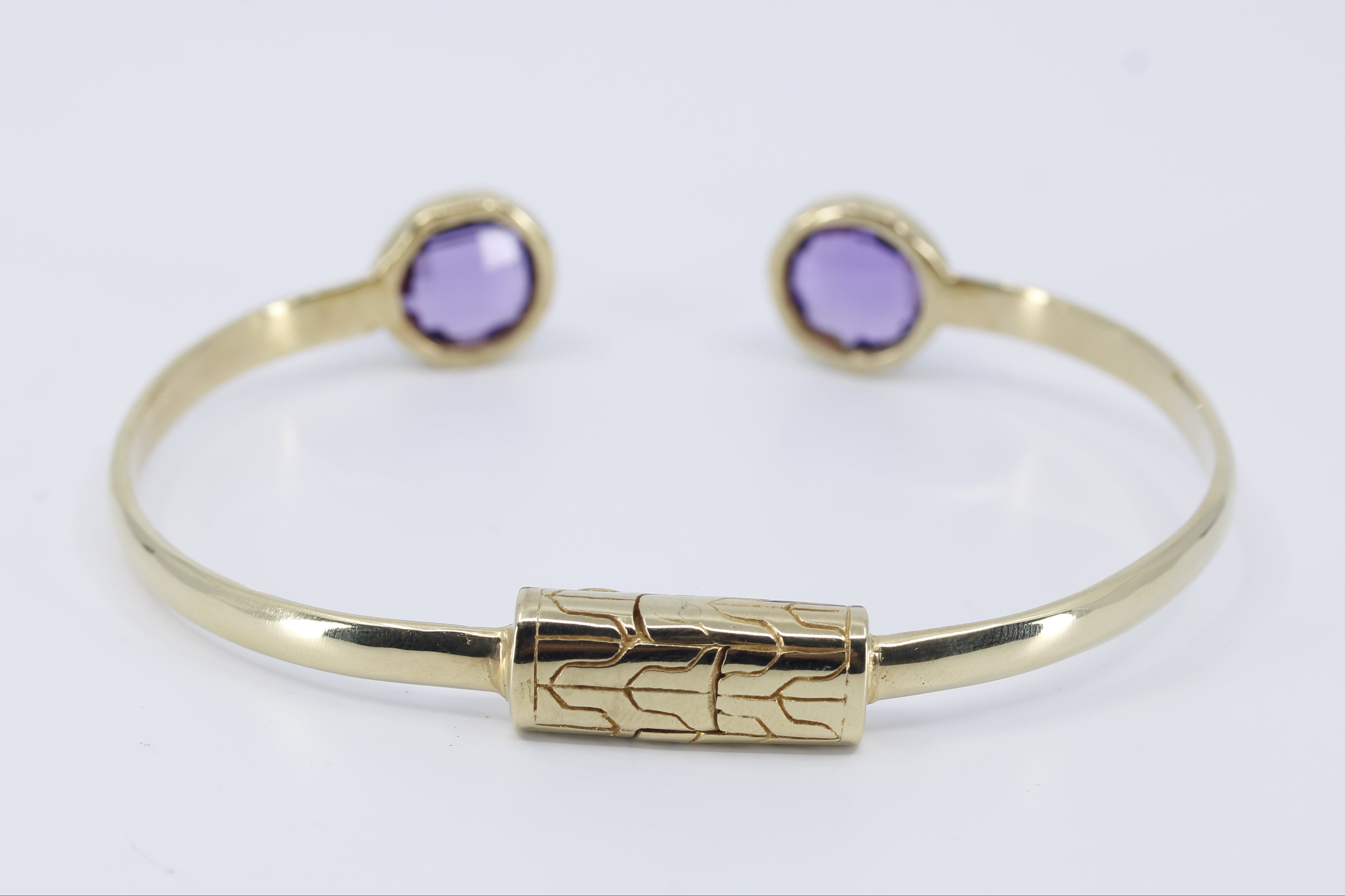 ETHERNA 18K Gold Vermeil Open Cuff Bracelet with Amethyst
