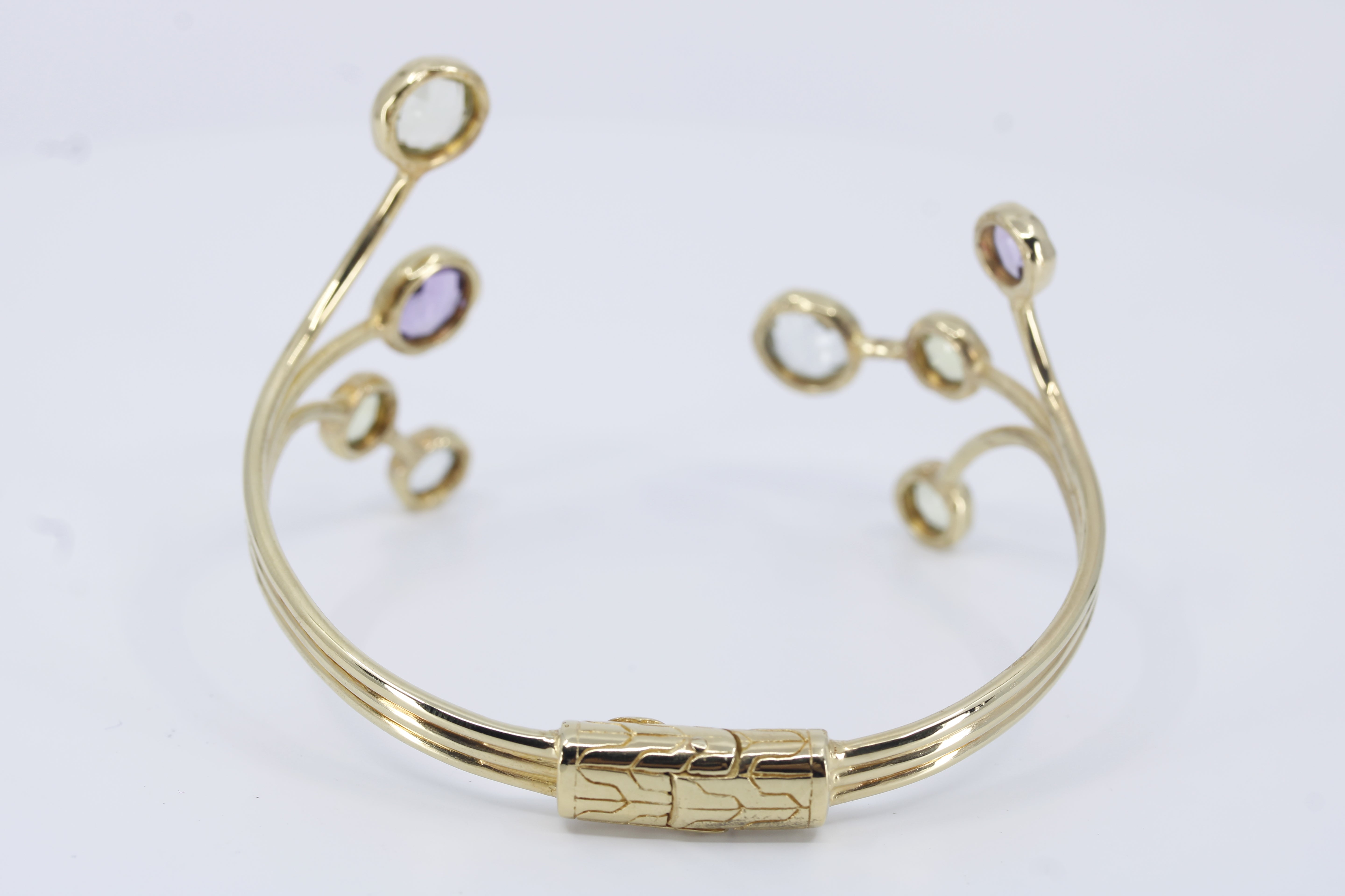Il Gattopardo 18K Gold Vermeil Amethyst, Green Amethyst and Lemon Quartz Brunch Cuff Bracelet