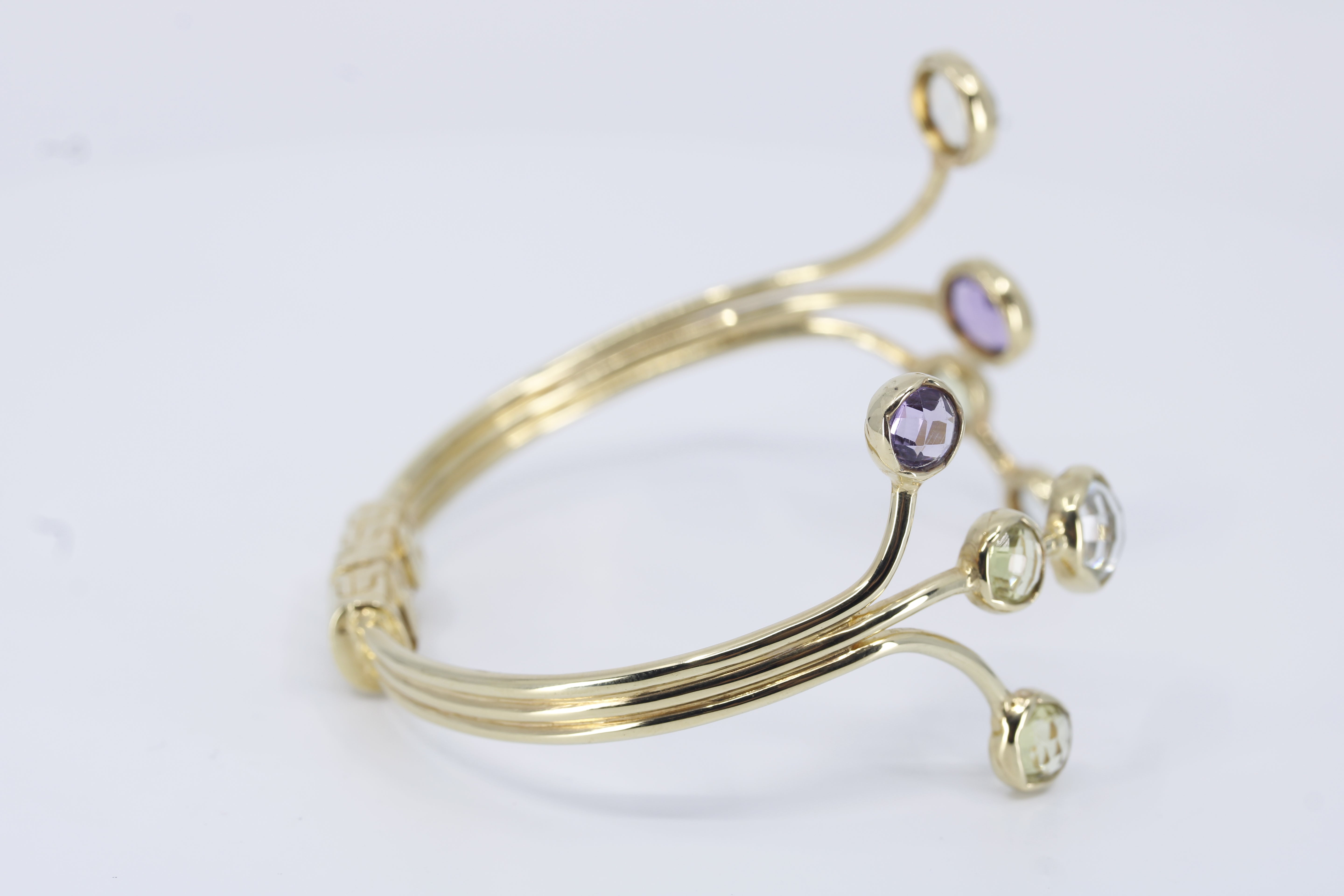 Il Gattopardo 18K Gold Vermeil Amethyst, Green Amethyst and Lemon Quartz Brunch Cuff Bracelet